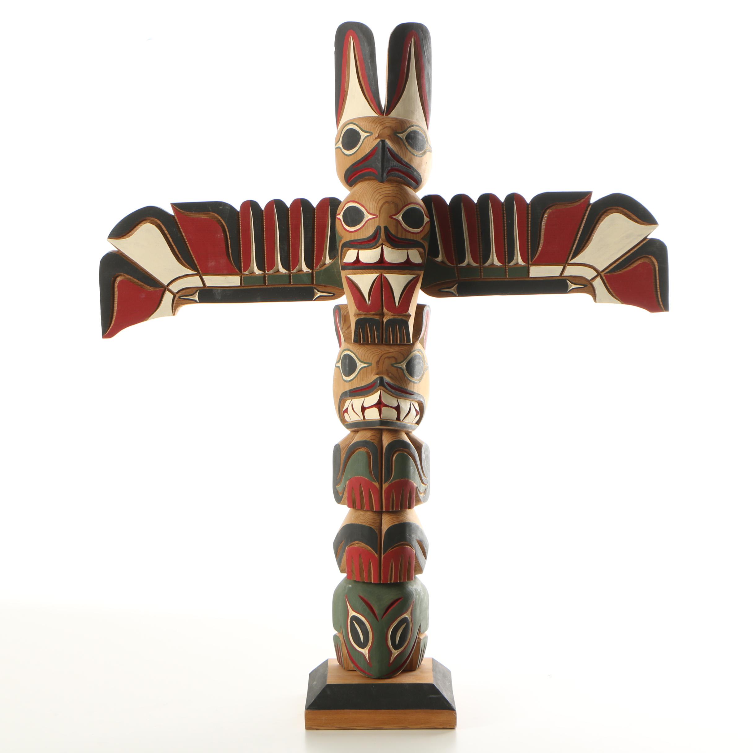 Larry Rudick Hand Carved Totem Pole
