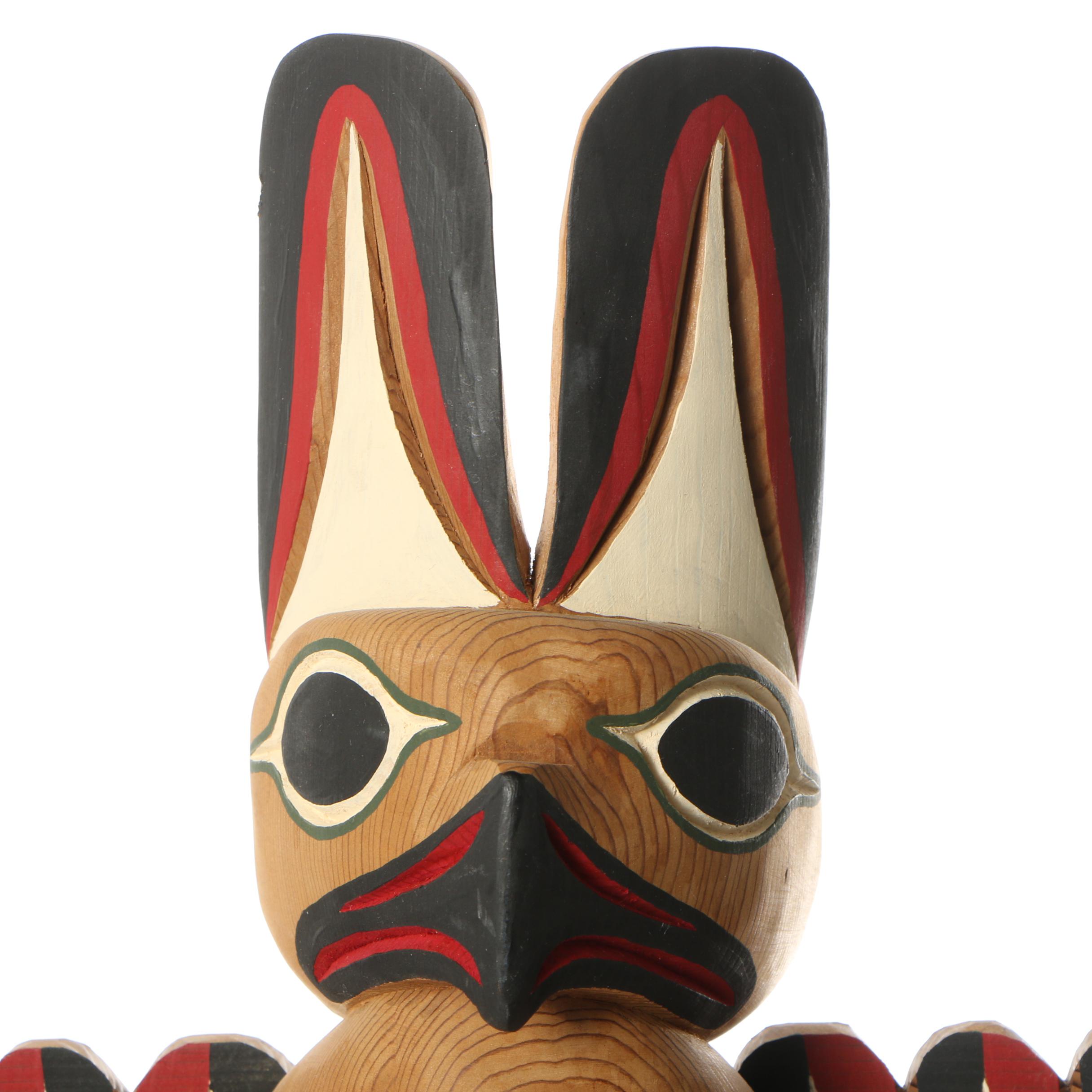 Larry Rudick Hand Carved Totem Pole