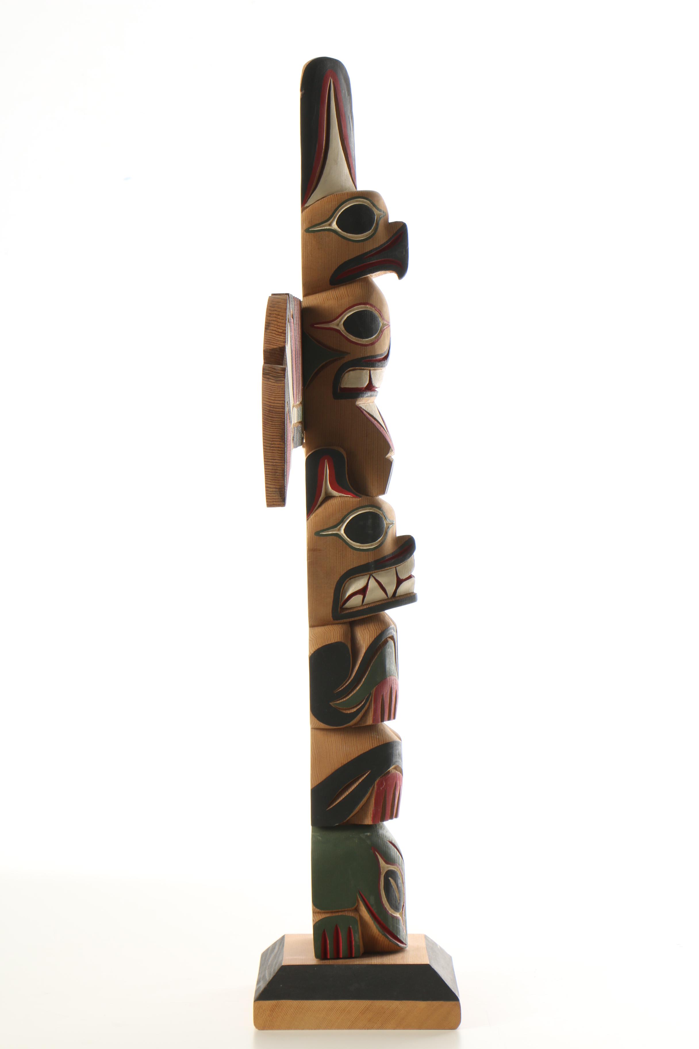 Larry Rudick Hand Carved Totem Pole