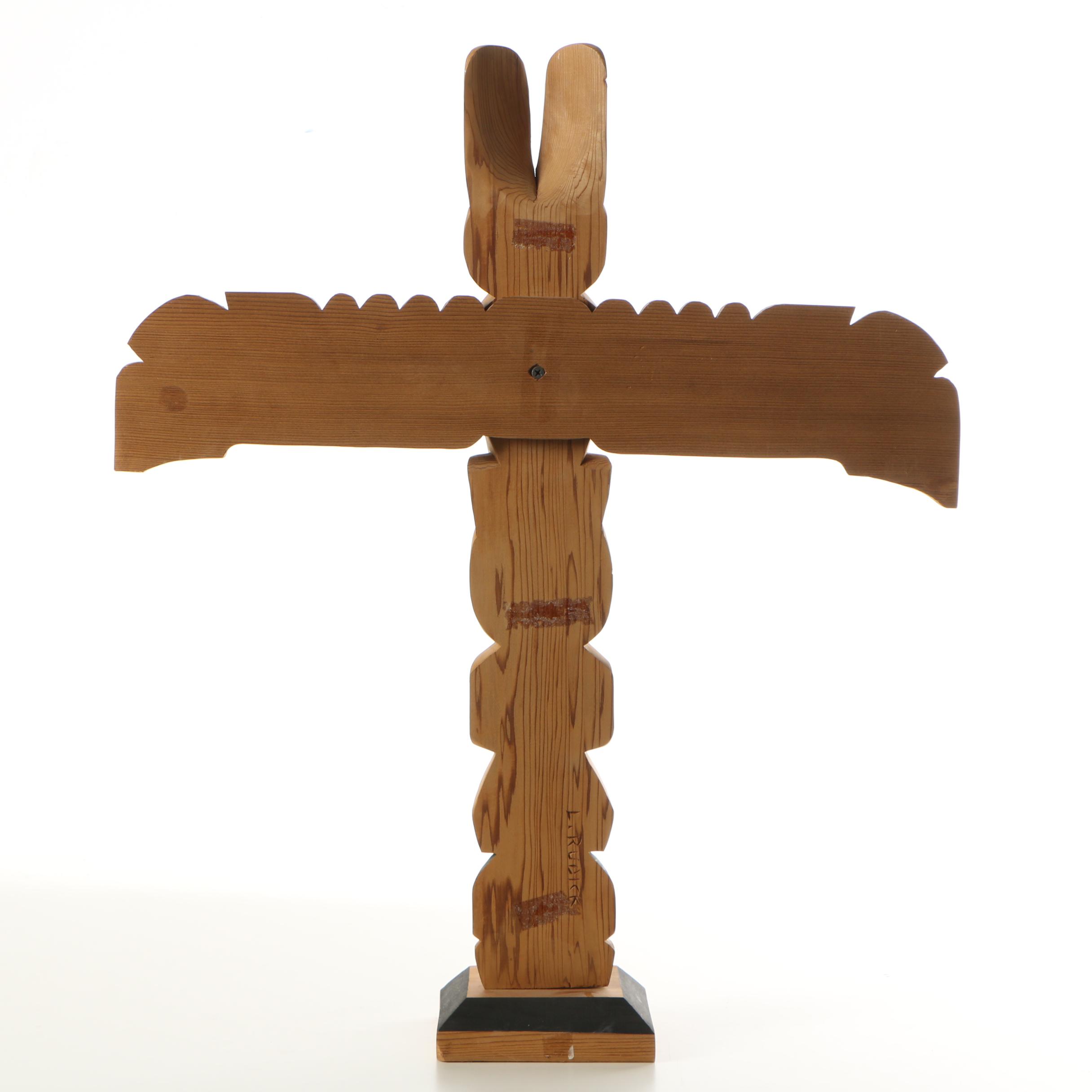 Larry Rudick Hand Carved Totem Pole