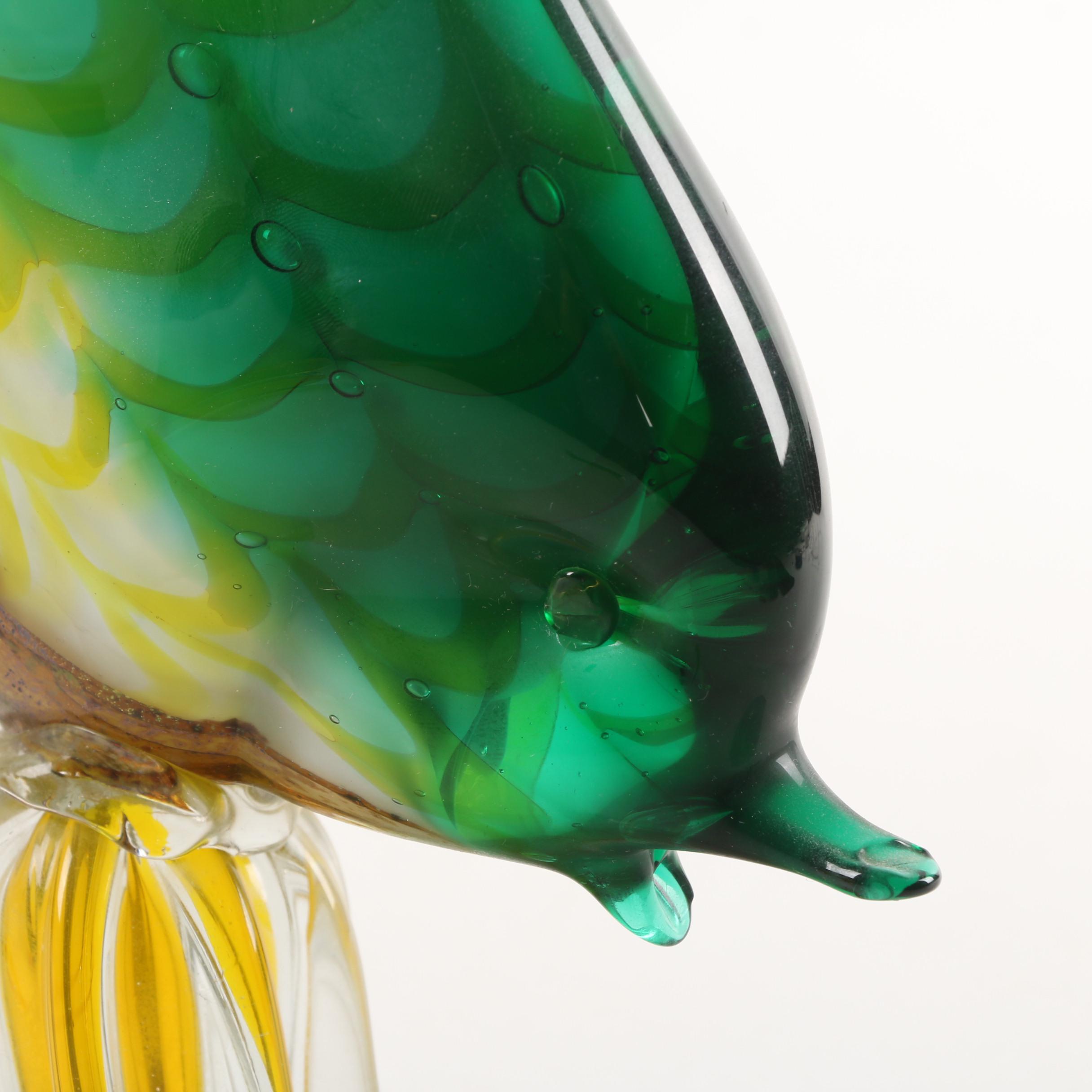 Murano Style Combed with Crackle Glass Fish Sculptures