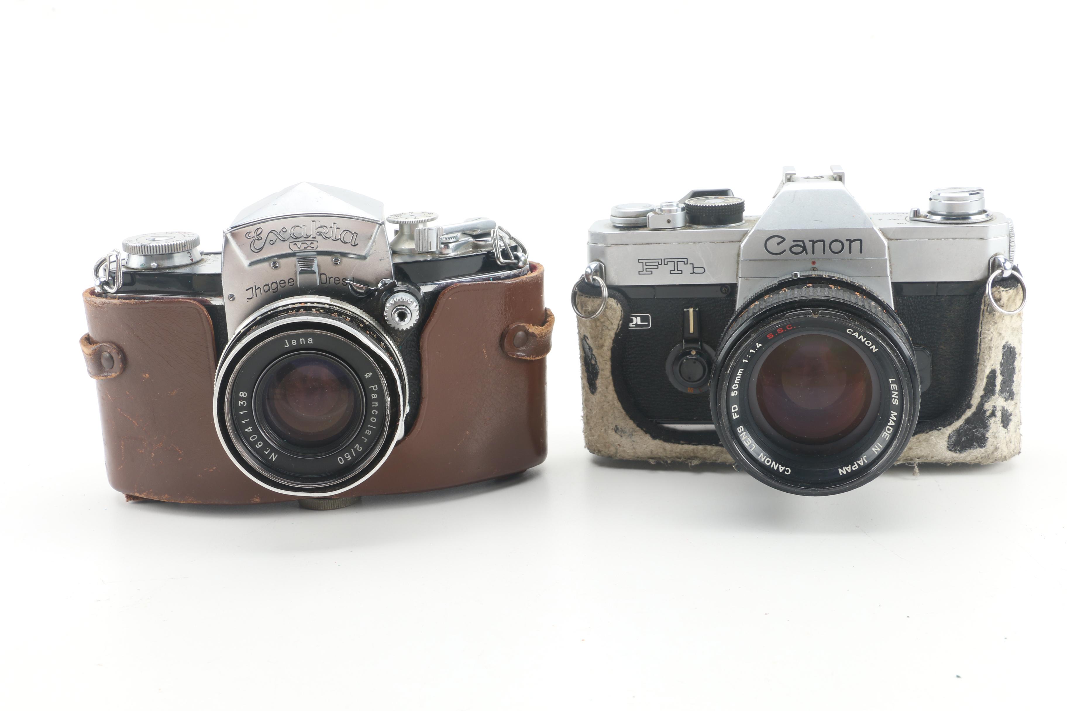 Vintage Cameras and Lenses in Leather Case