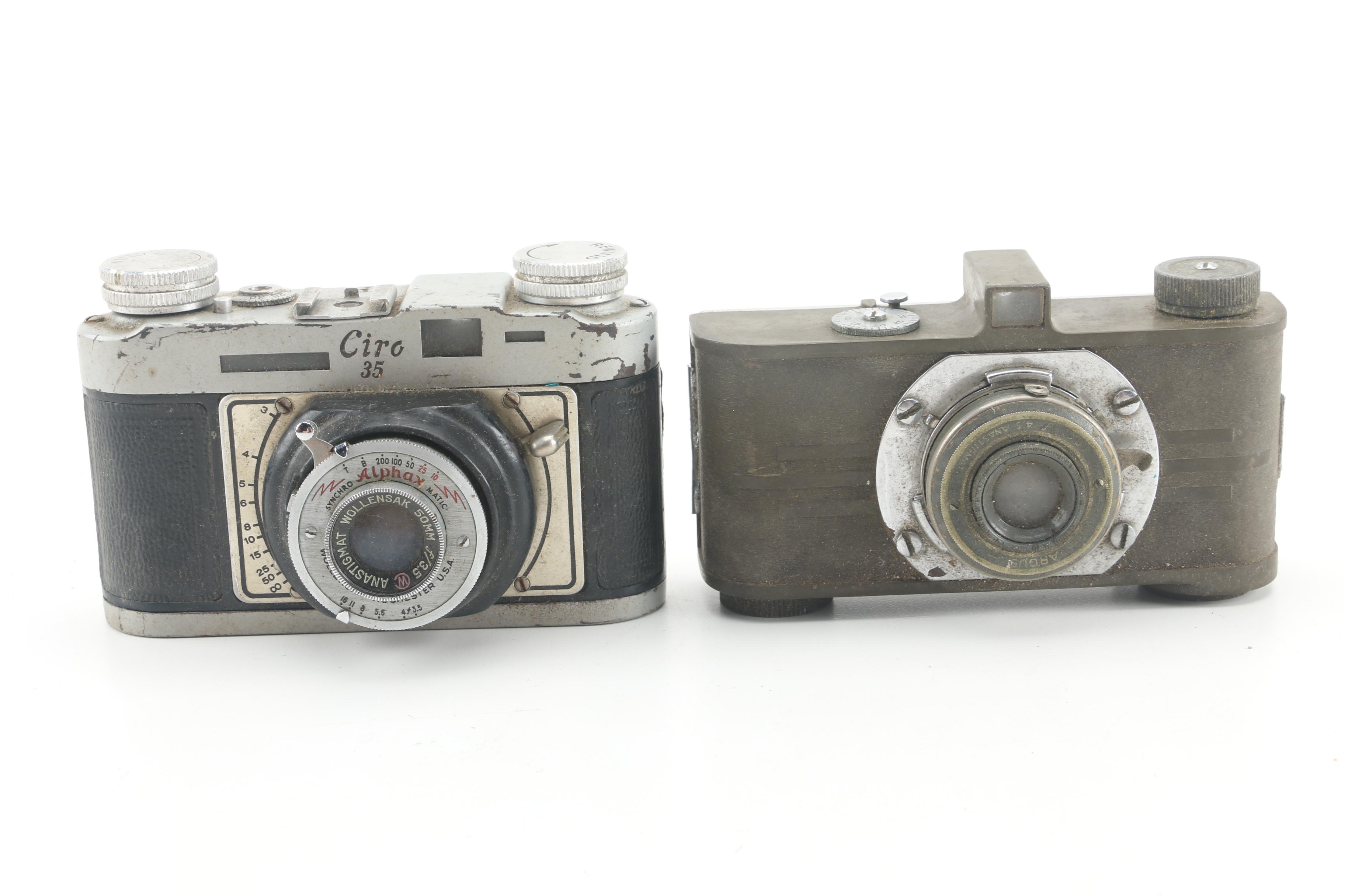 Vintage Cameras and Lenses in Leather Case