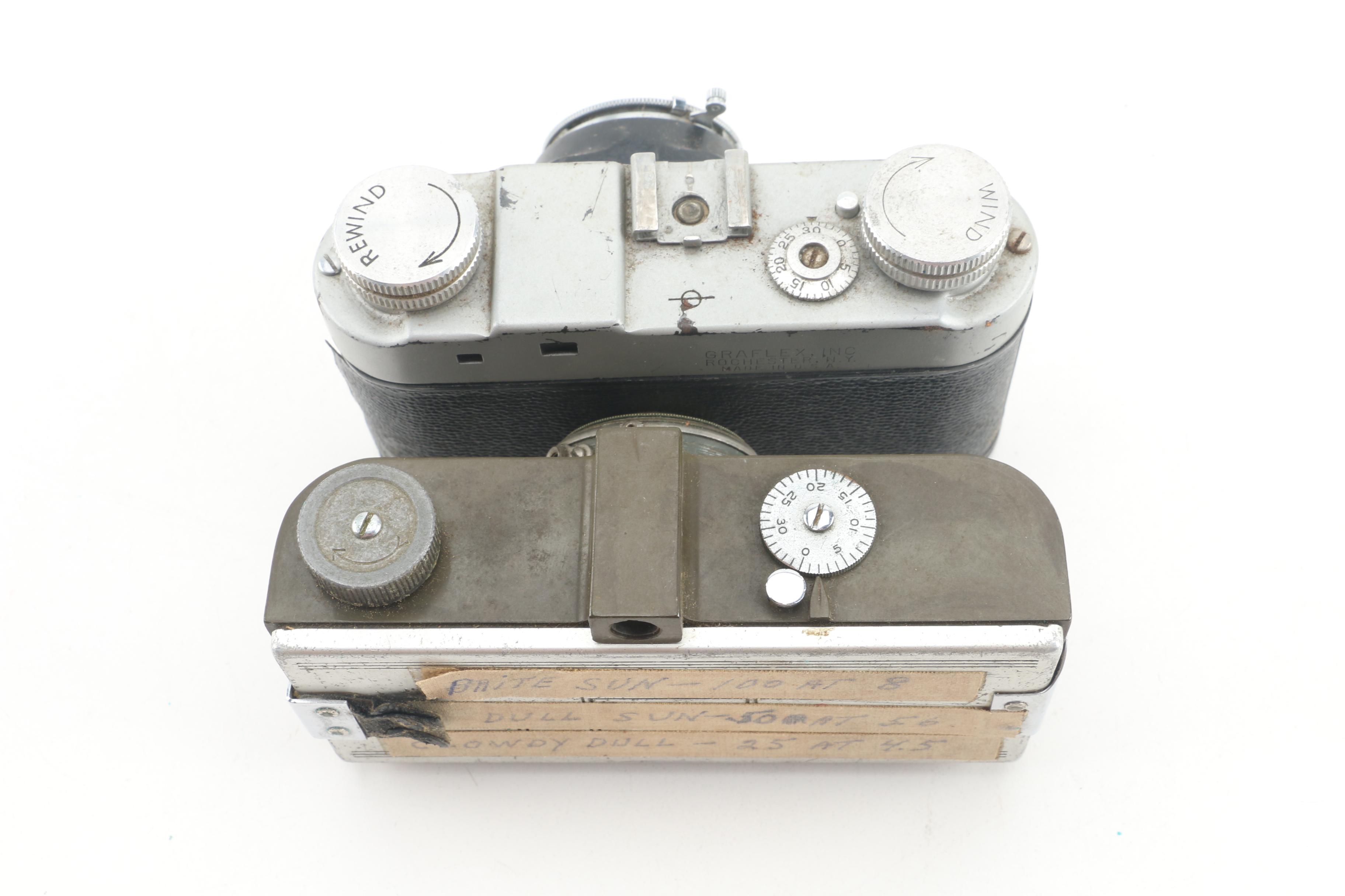 Vintage Cameras and Lenses in Leather Case