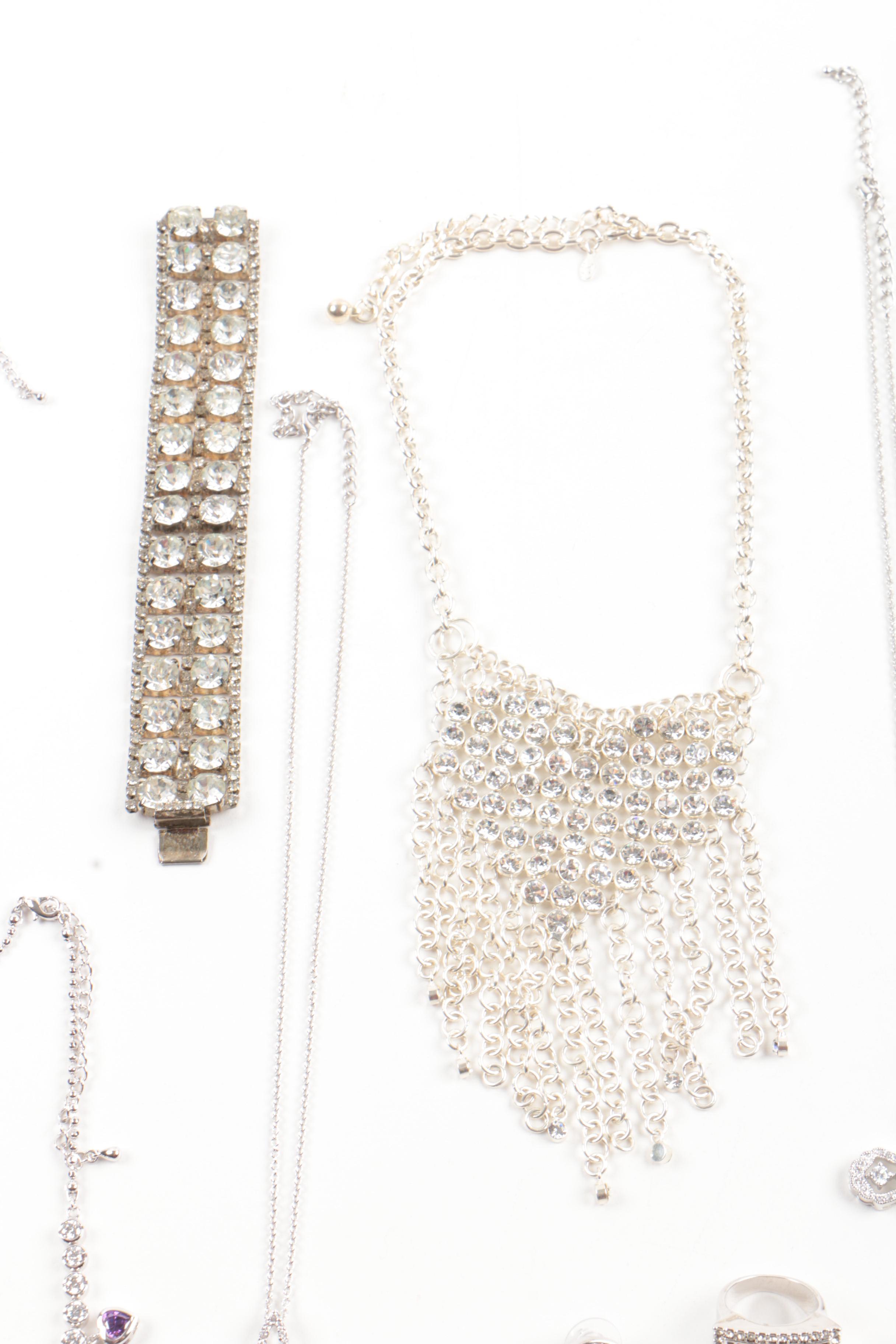 Susan Lucci Silver Tone Costume Jewelry with Imitation Gemstones