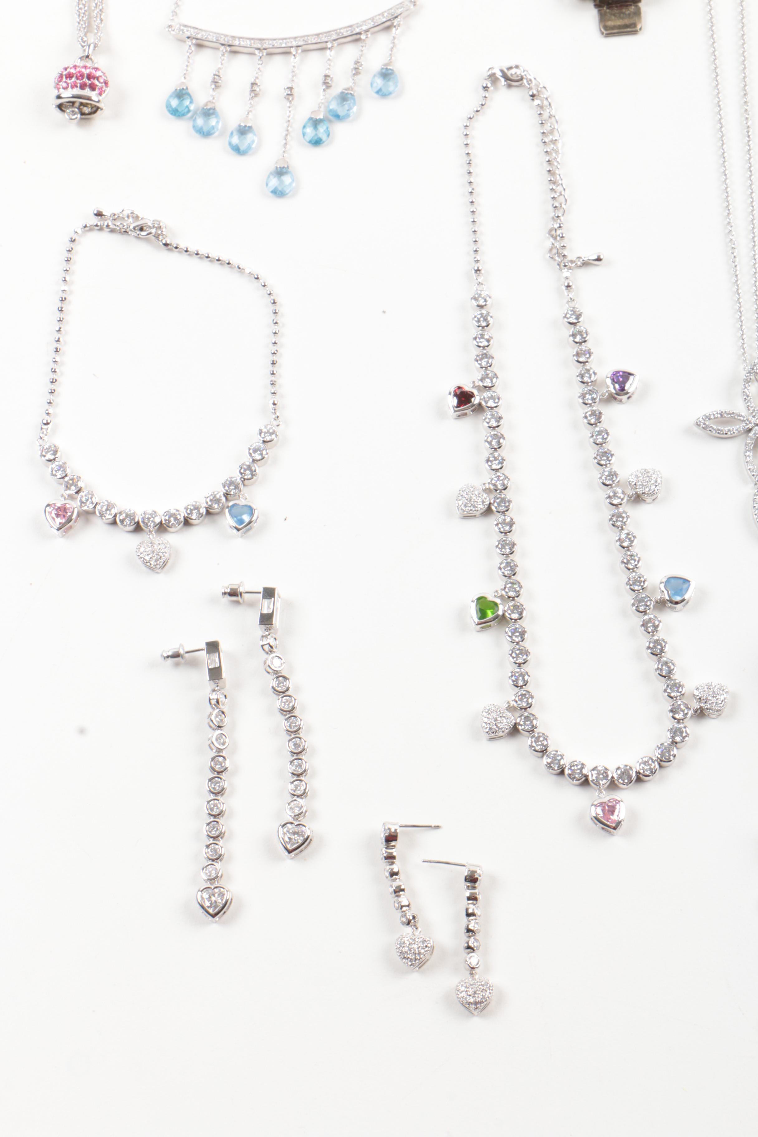 Susan Lucci Silver Tone Costume Jewelry with Imitation Gemstones