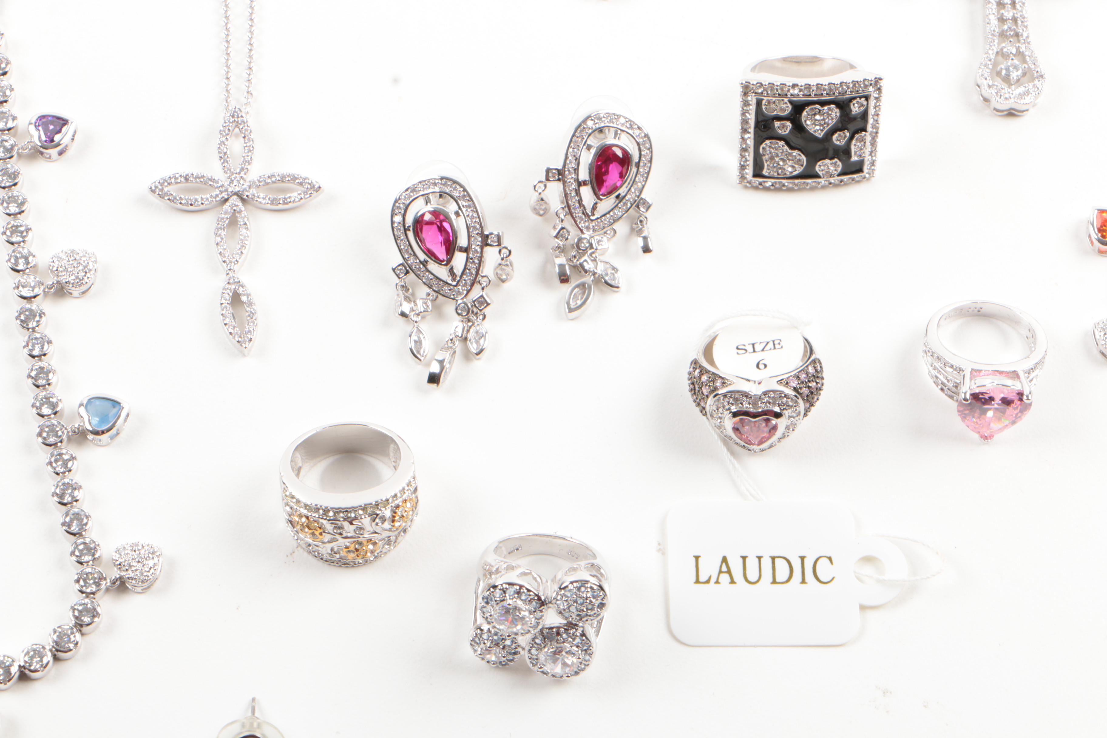 Susan Lucci Silver Tone Costume Jewelry with Imitation Gemstones