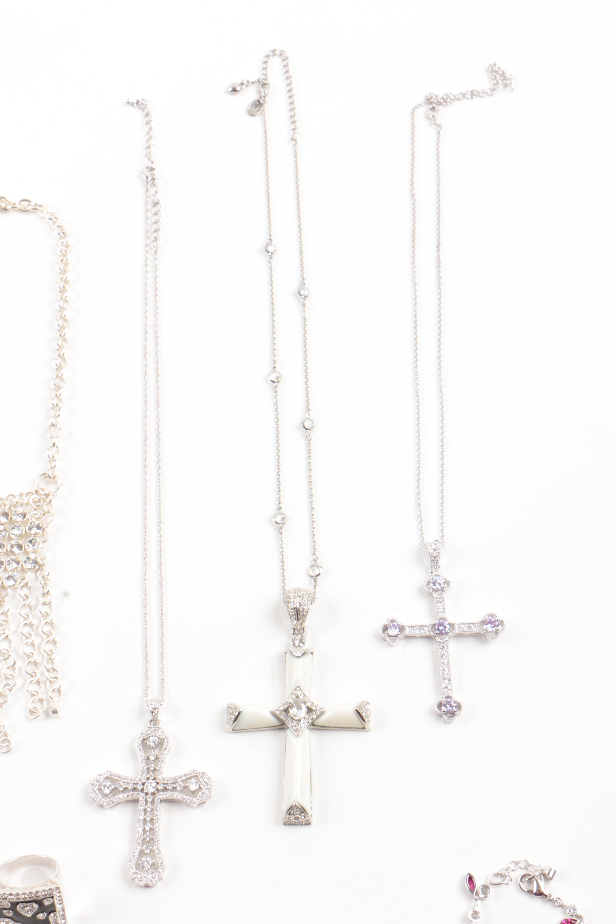 Susan Lucci Silver Tone Costume Jewelry with Imitation Gemstones