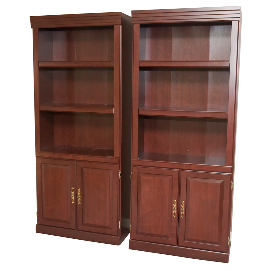 Cherry Laminate Two-Shelf Bookcase Cabinets
