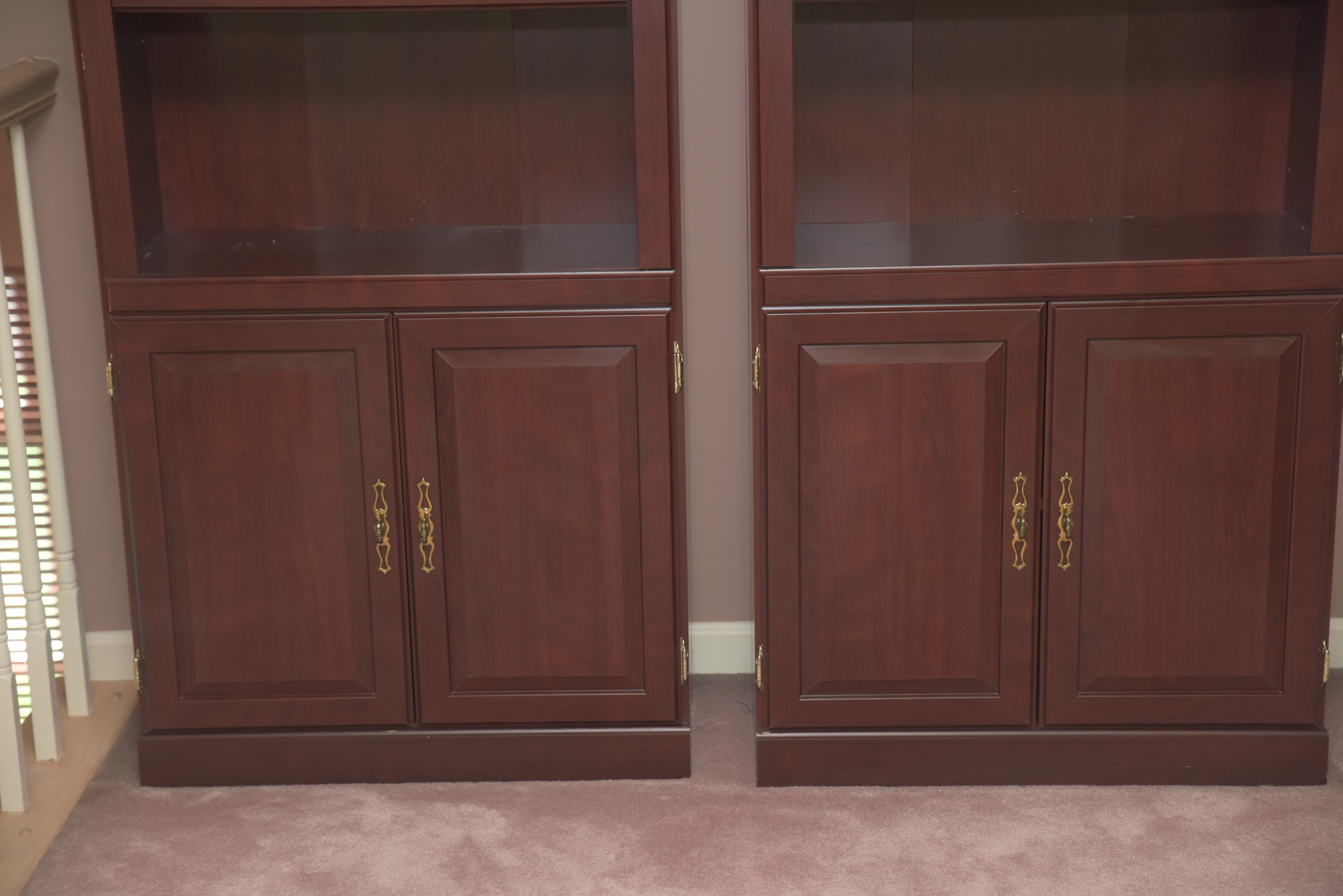 Cherry Laminate Two-Shelf Bookcase Cabinets