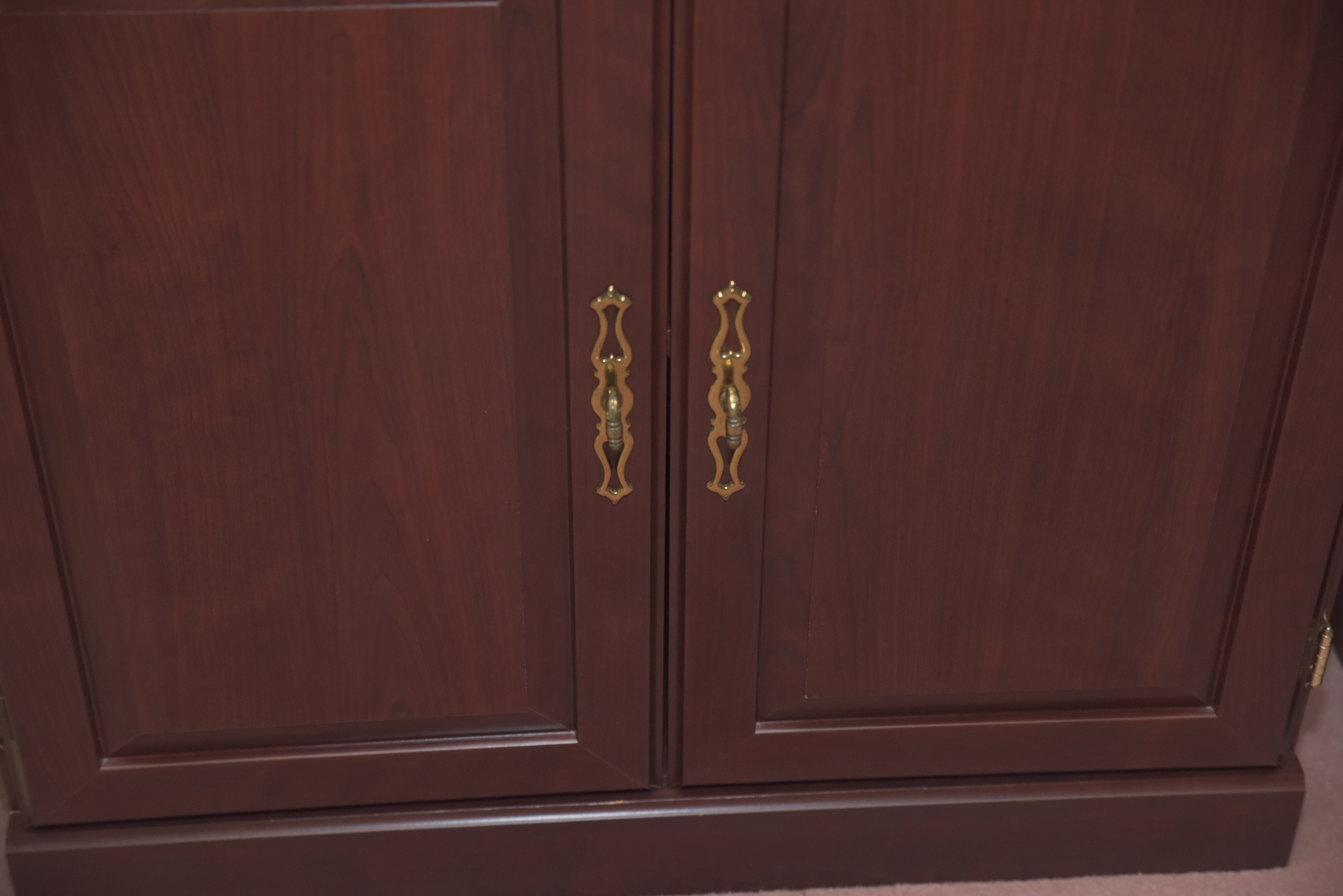 Cherry Laminate Two-Shelf Bookcase Cabinets