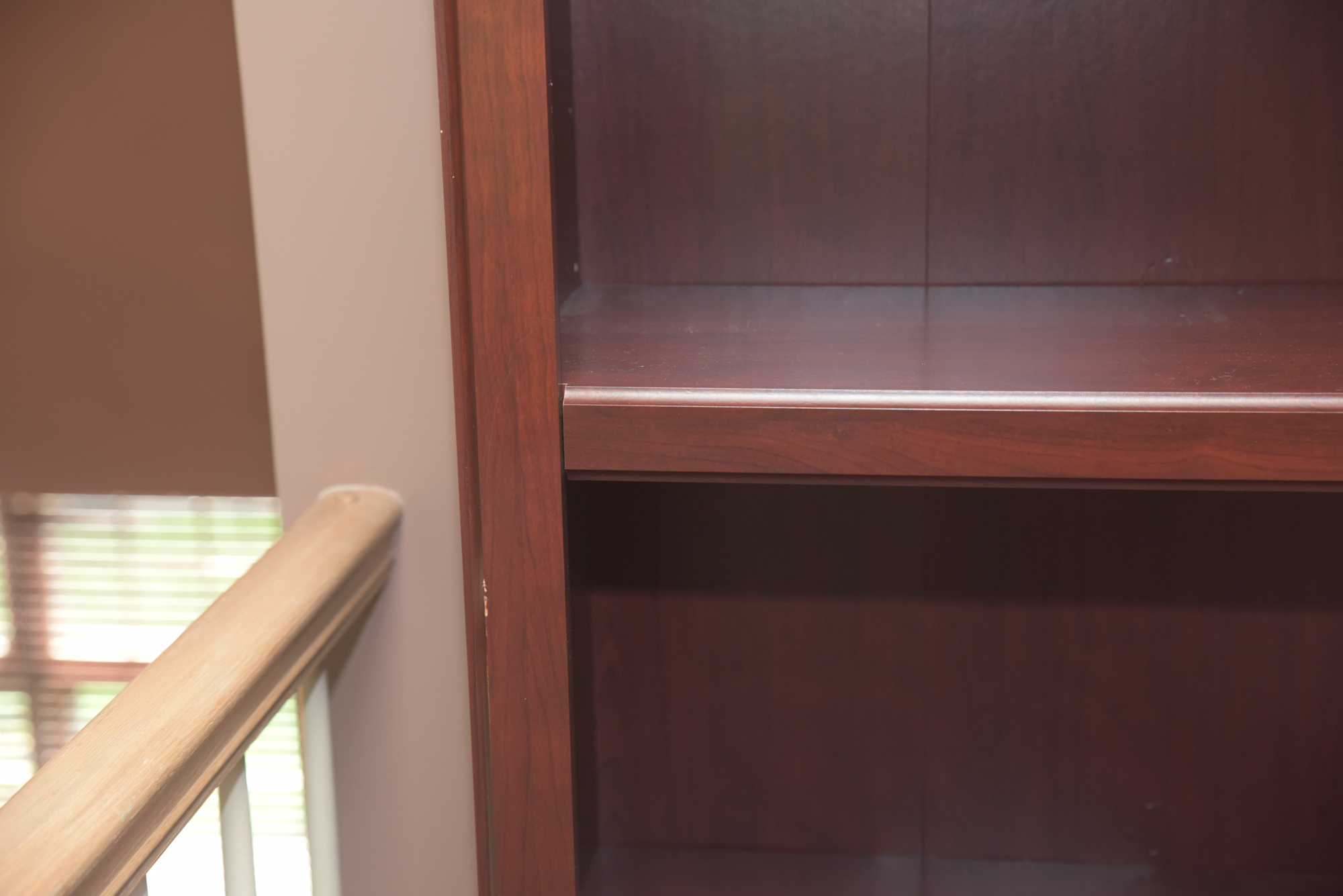 Cherry Laminate Two-Shelf Bookcase Cabinets