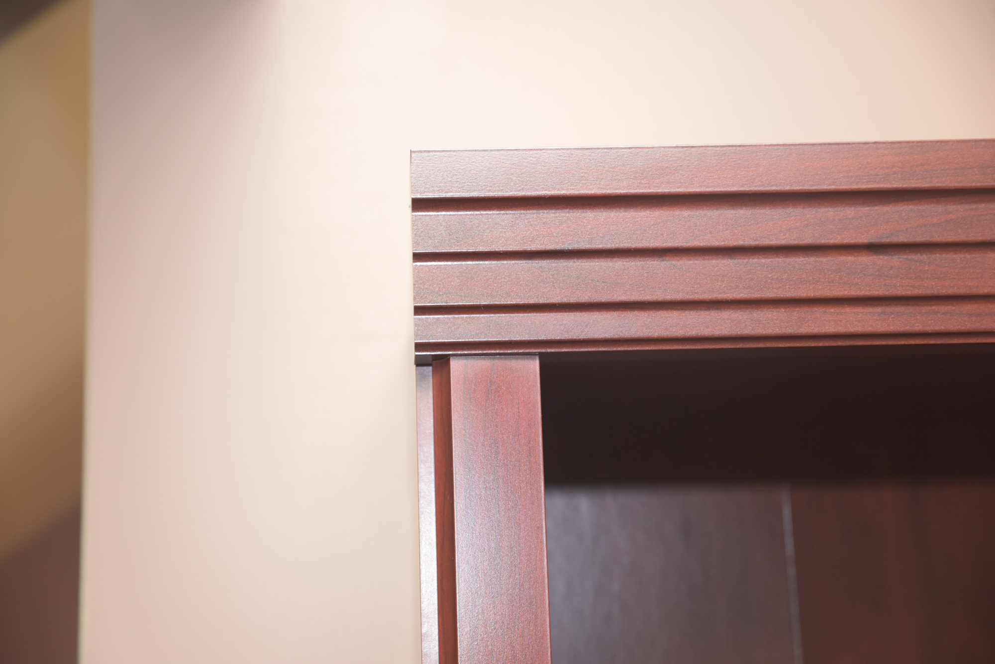 Cherry Laminate Two-Shelf Bookcase Cabinets
