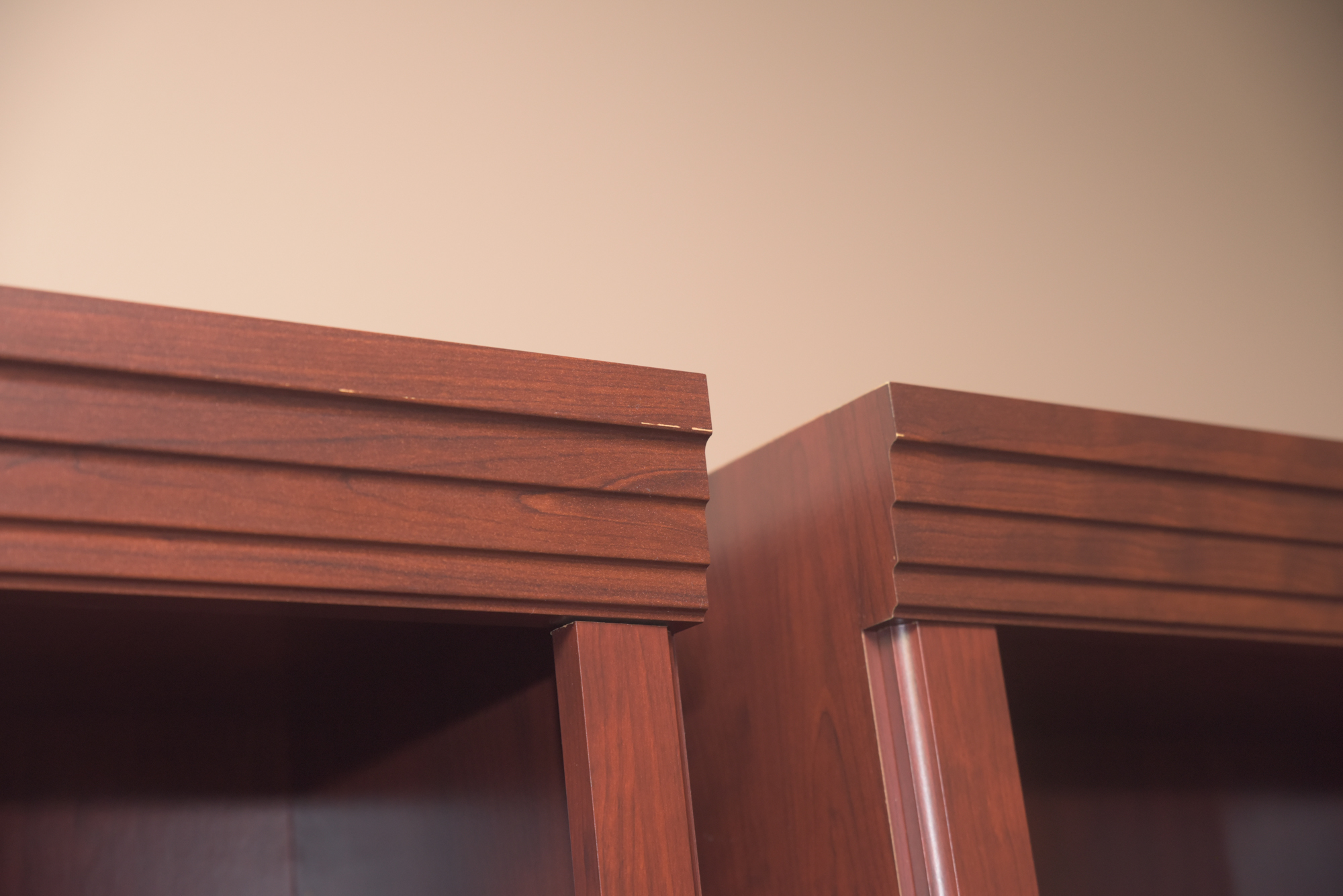 Cherry Laminate Two-Shelf Bookcase Cabinets