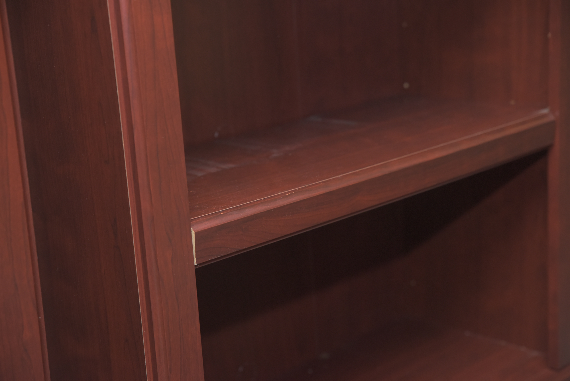 Cherry Laminate Two-Shelf Bookcase Cabinets