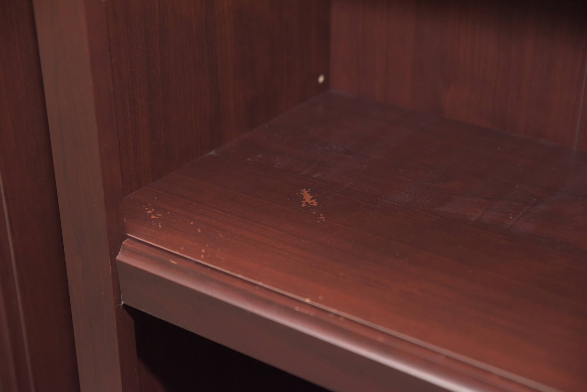 Cherry Laminate Two-Shelf Bookcase Cabinets