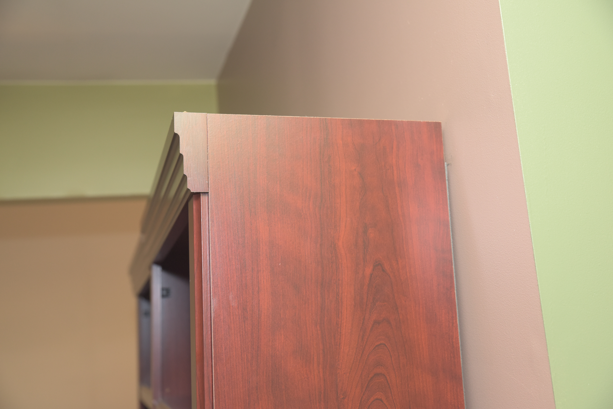 Cherry Laminate Two-Shelf Bookcase Cabinets