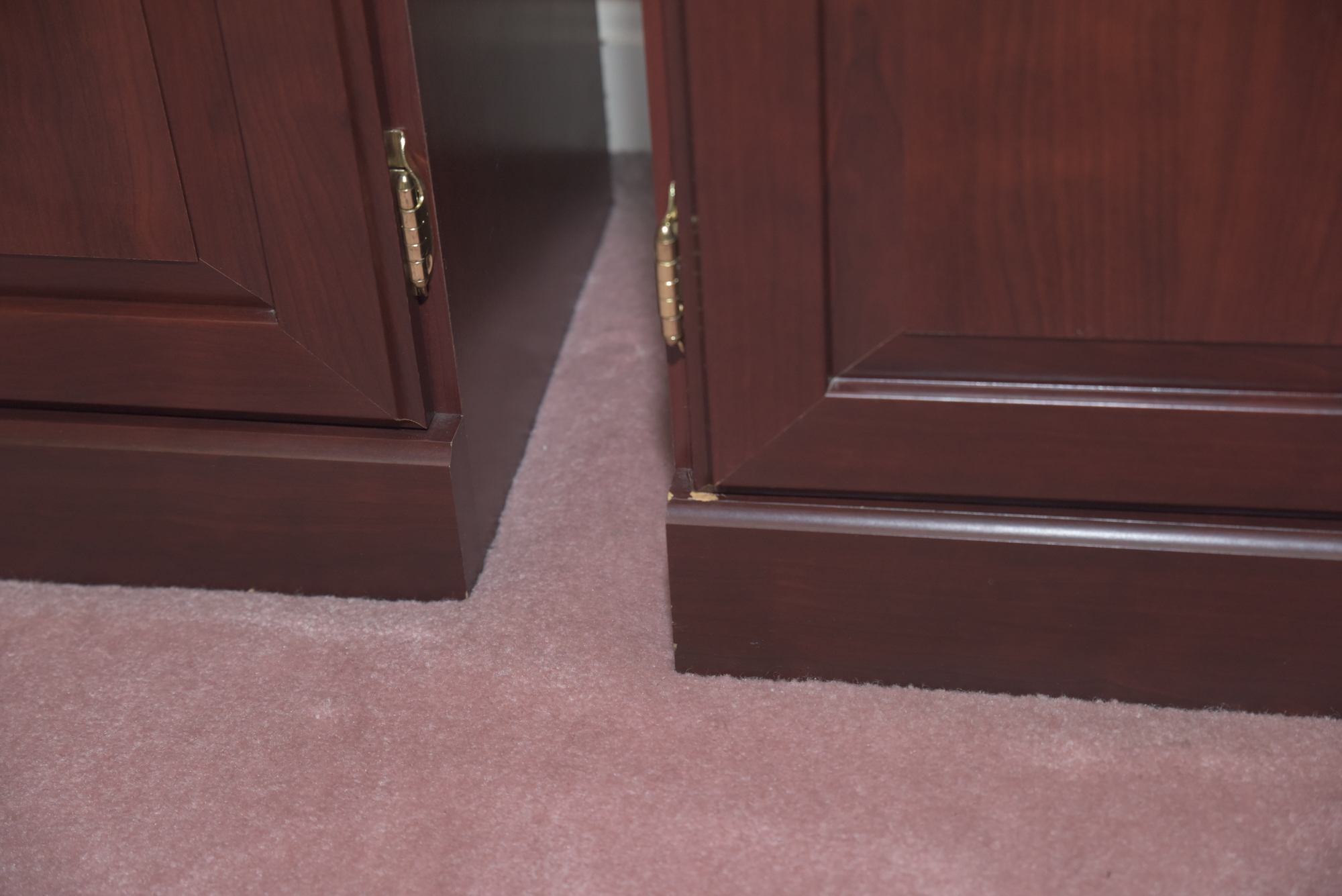 Cherry Laminate Two-Shelf Bookcase Cabinets