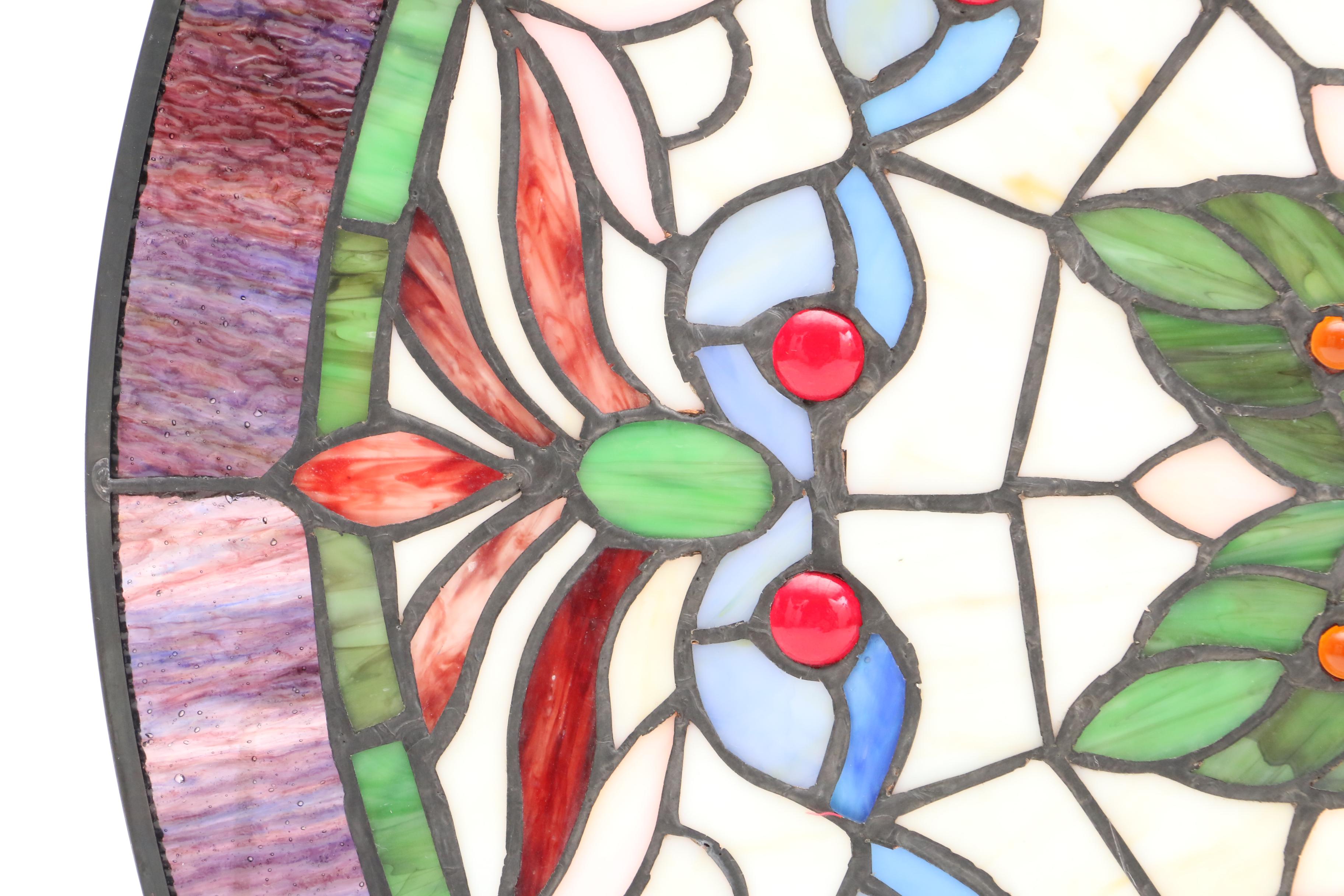 Round Stained Glass Hanging Window Panel