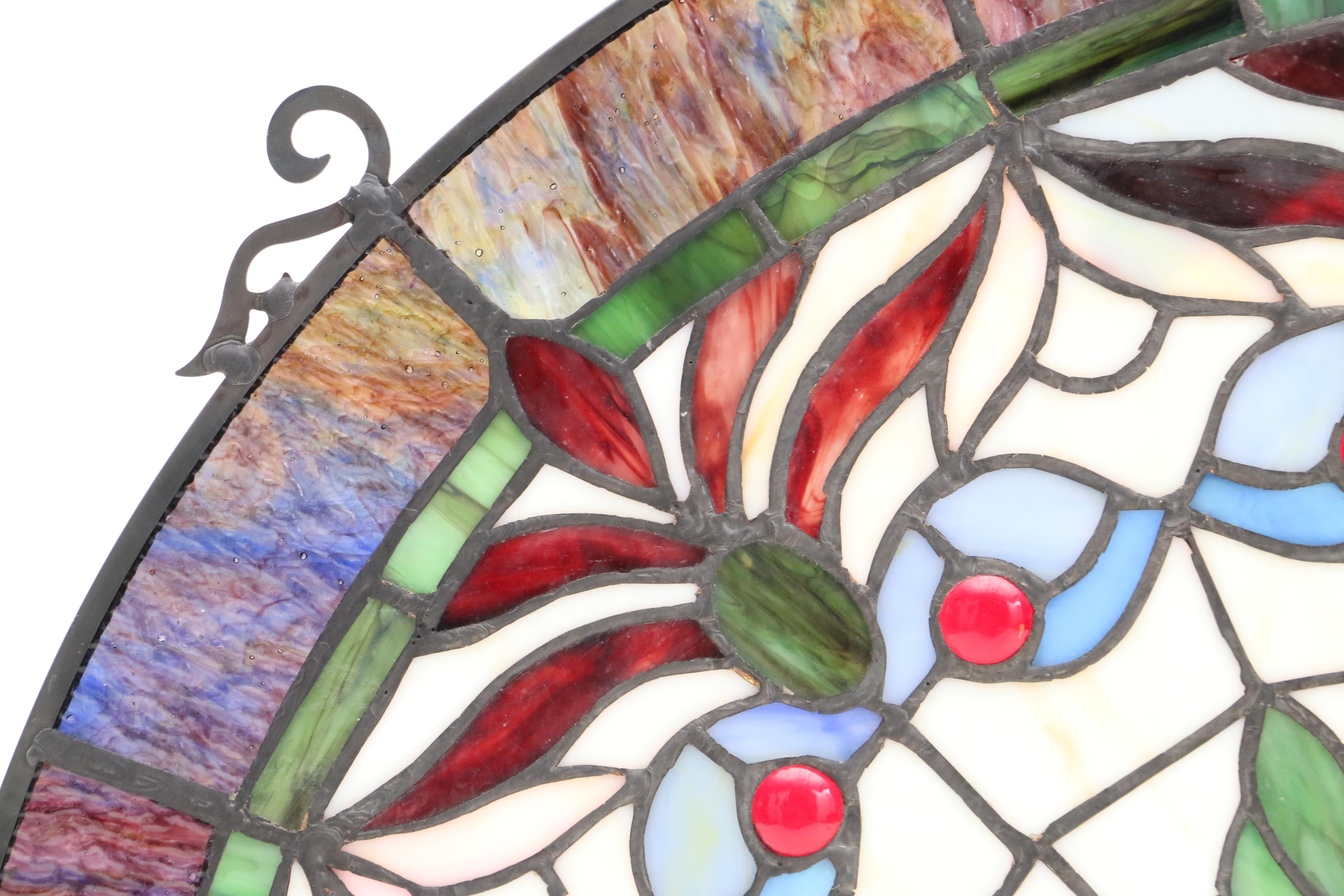 Round Stained Glass Hanging Window Panel