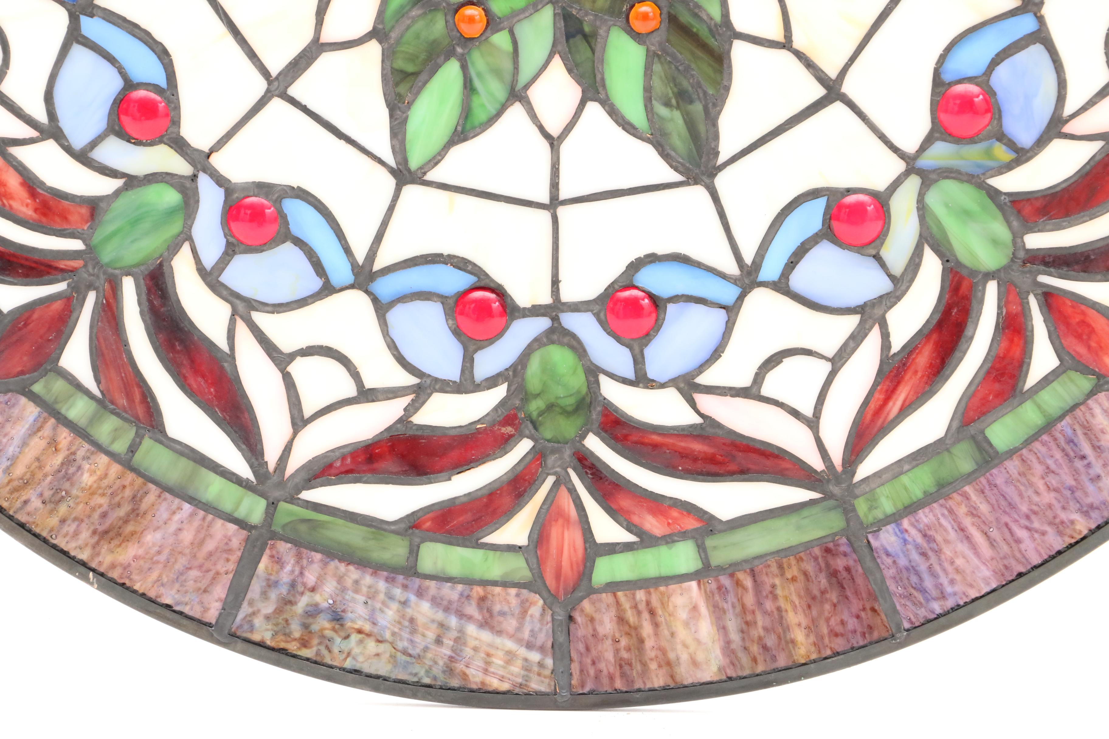 Round Stained Glass Hanging Window Panel