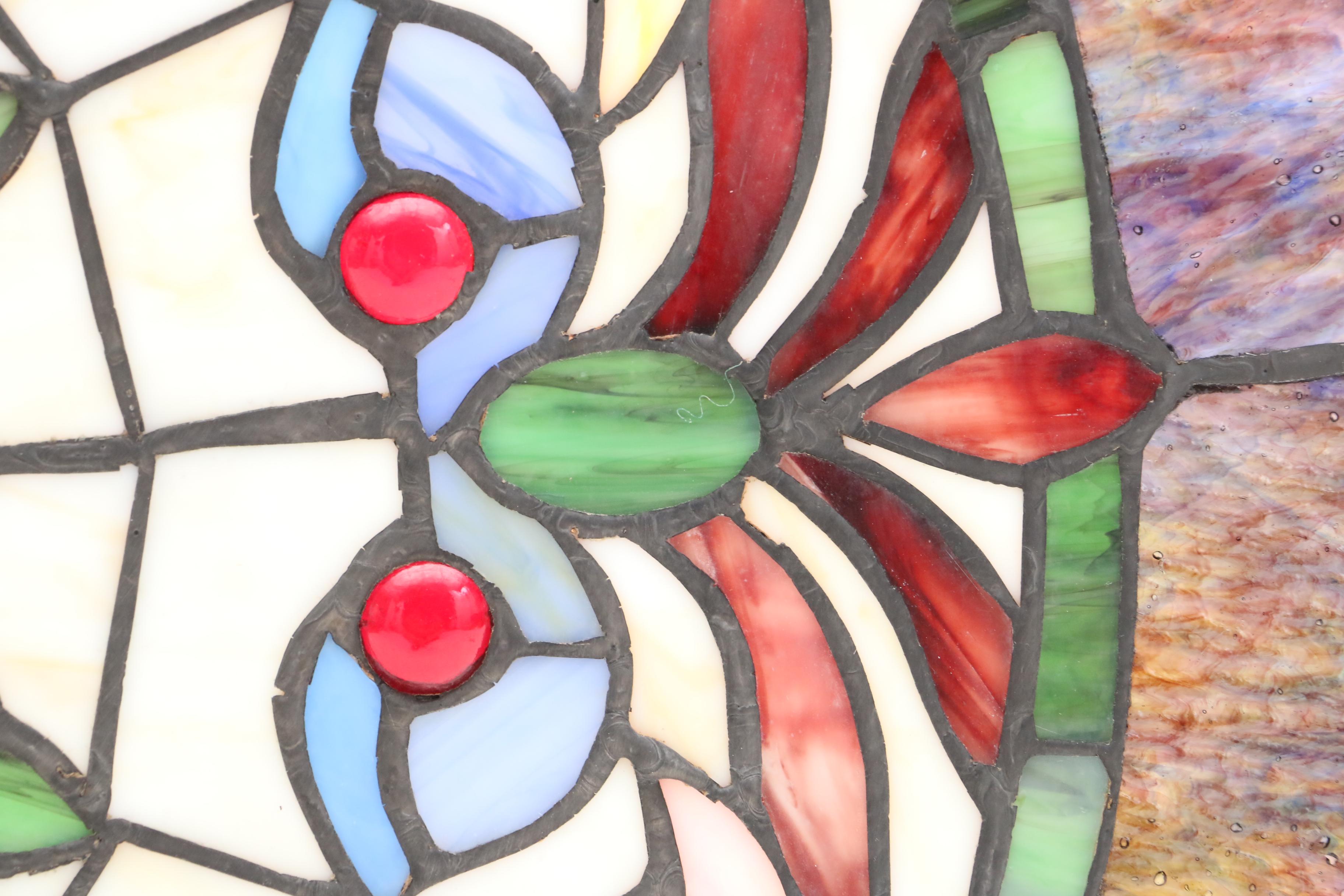 Round Stained Glass Hanging Window Panel