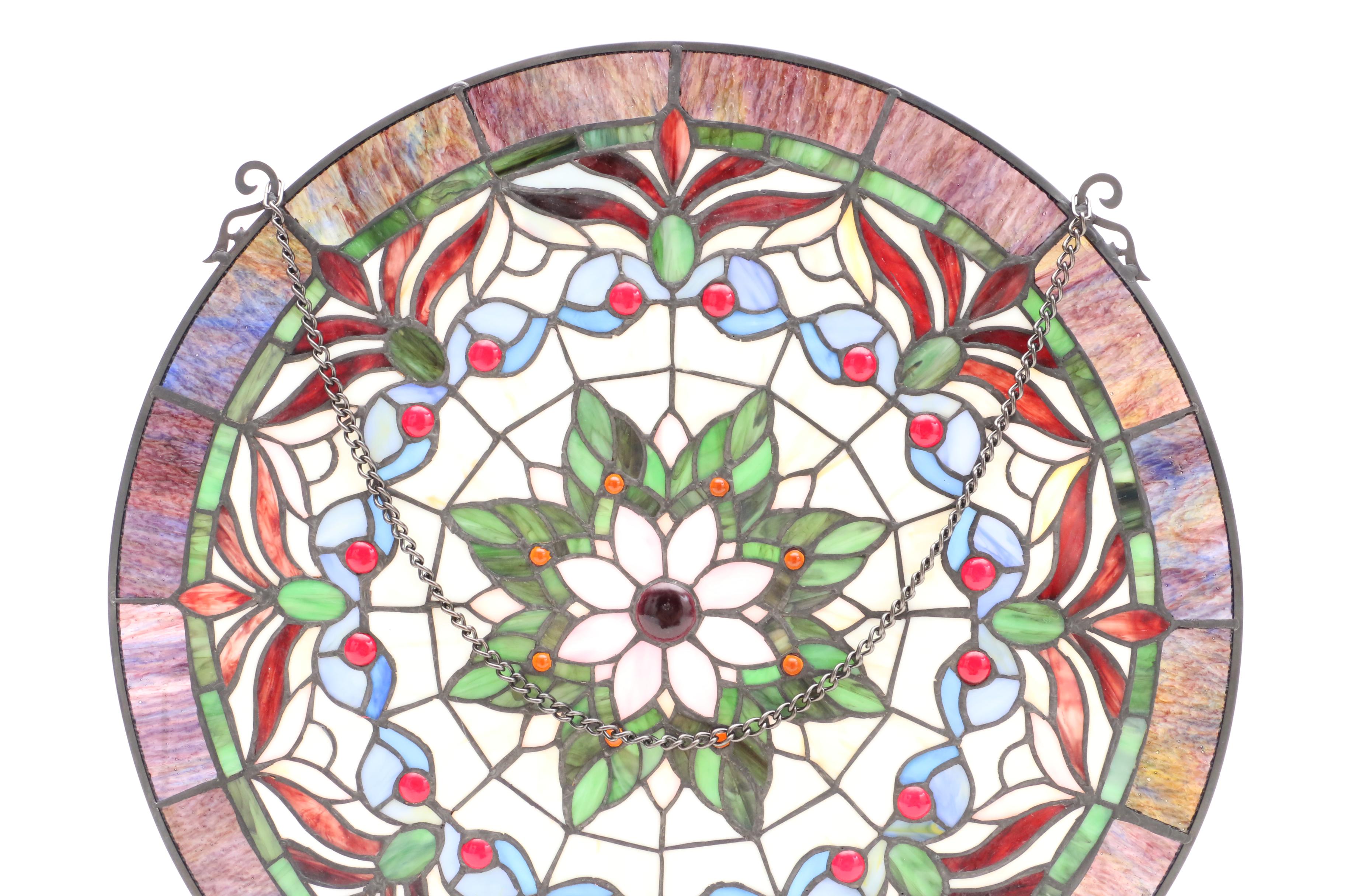 Round Stained Glass Hanging Window Panel