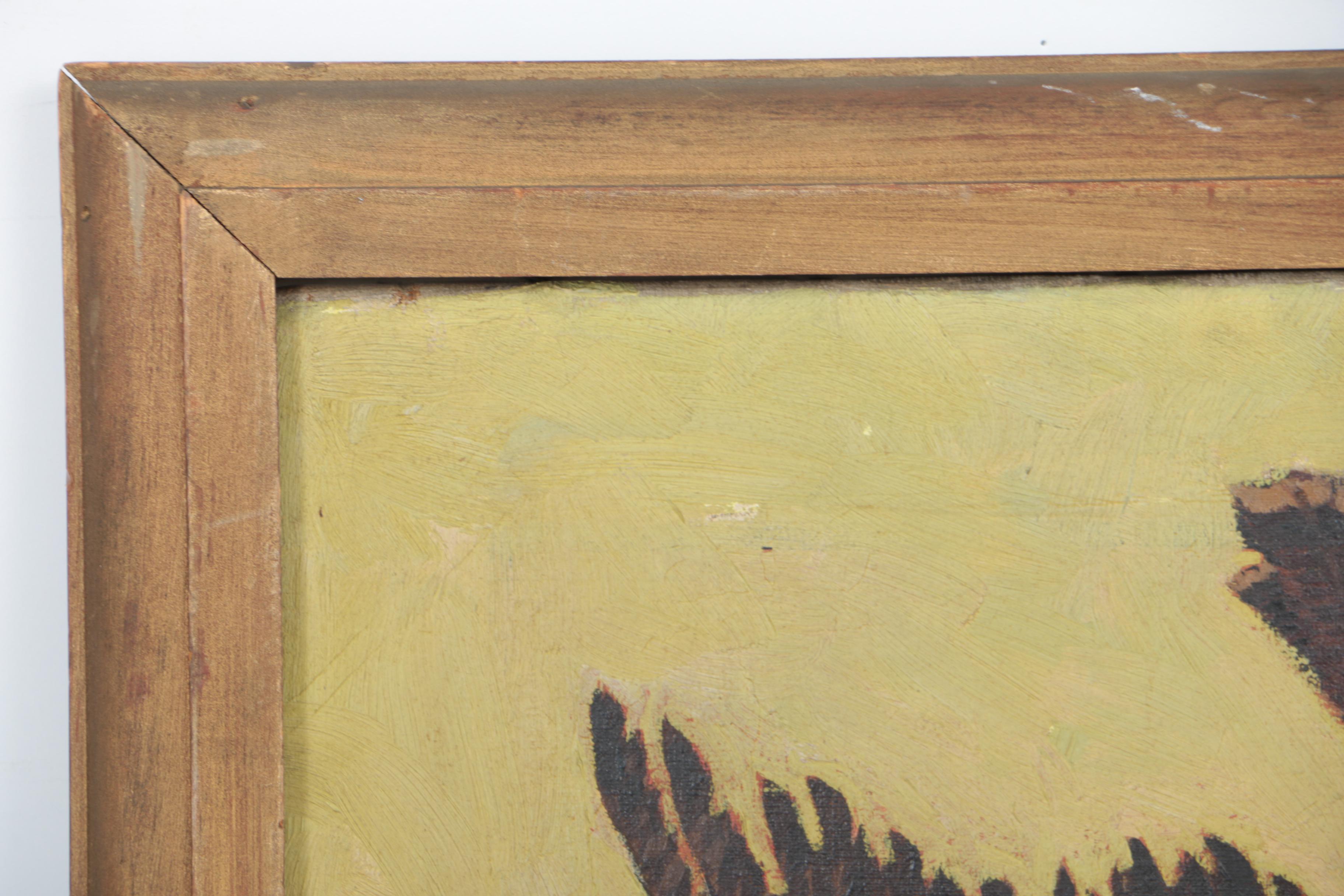 Attributed to Conrad Dickel Oil on Canvas of a Western Hunting Illustration