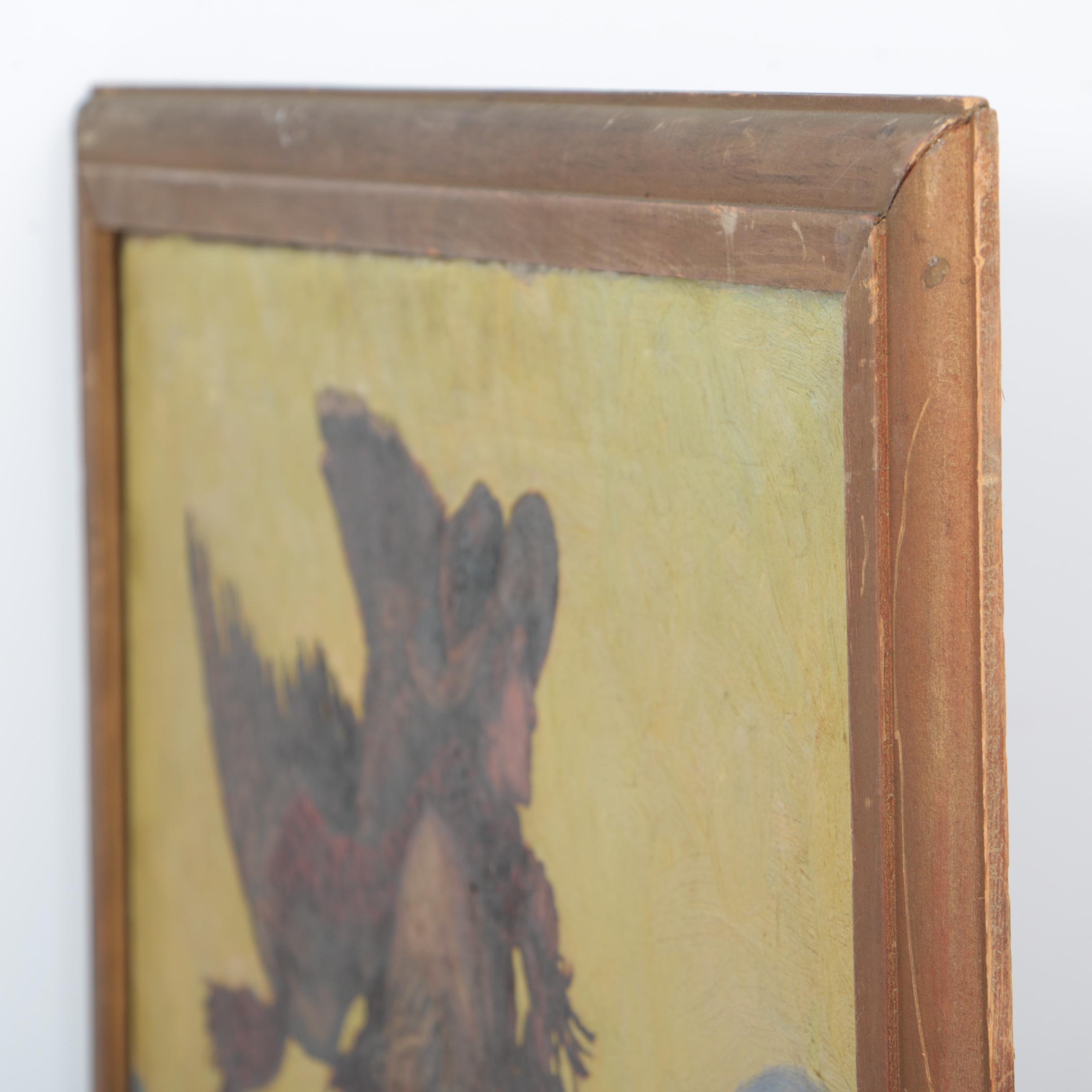 Attributed to Conrad Dickel Oil on Canvas of a Western Hunting Illustration