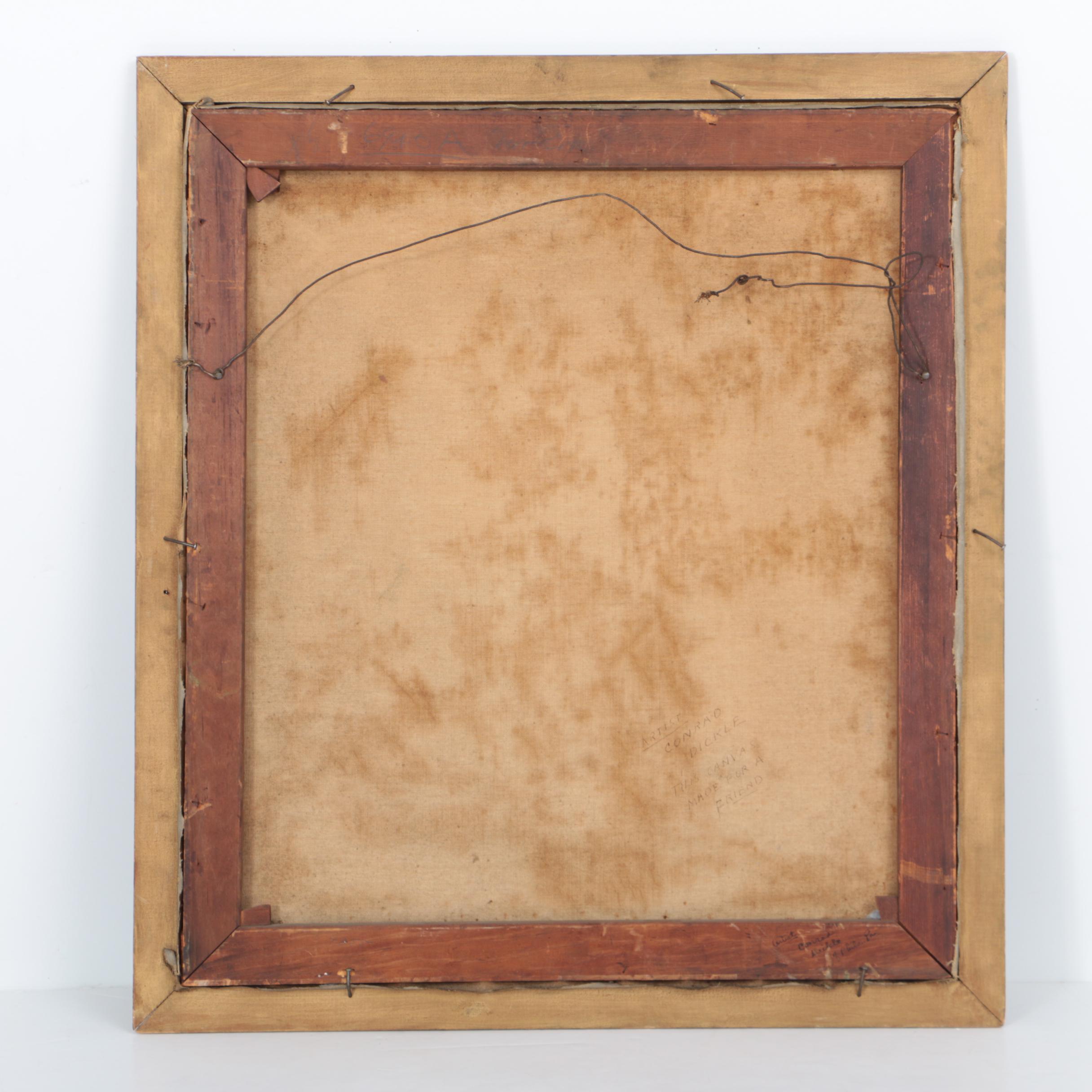 Attributed to Conrad Dickel Oil on Canvas of a Western Hunting Illustration