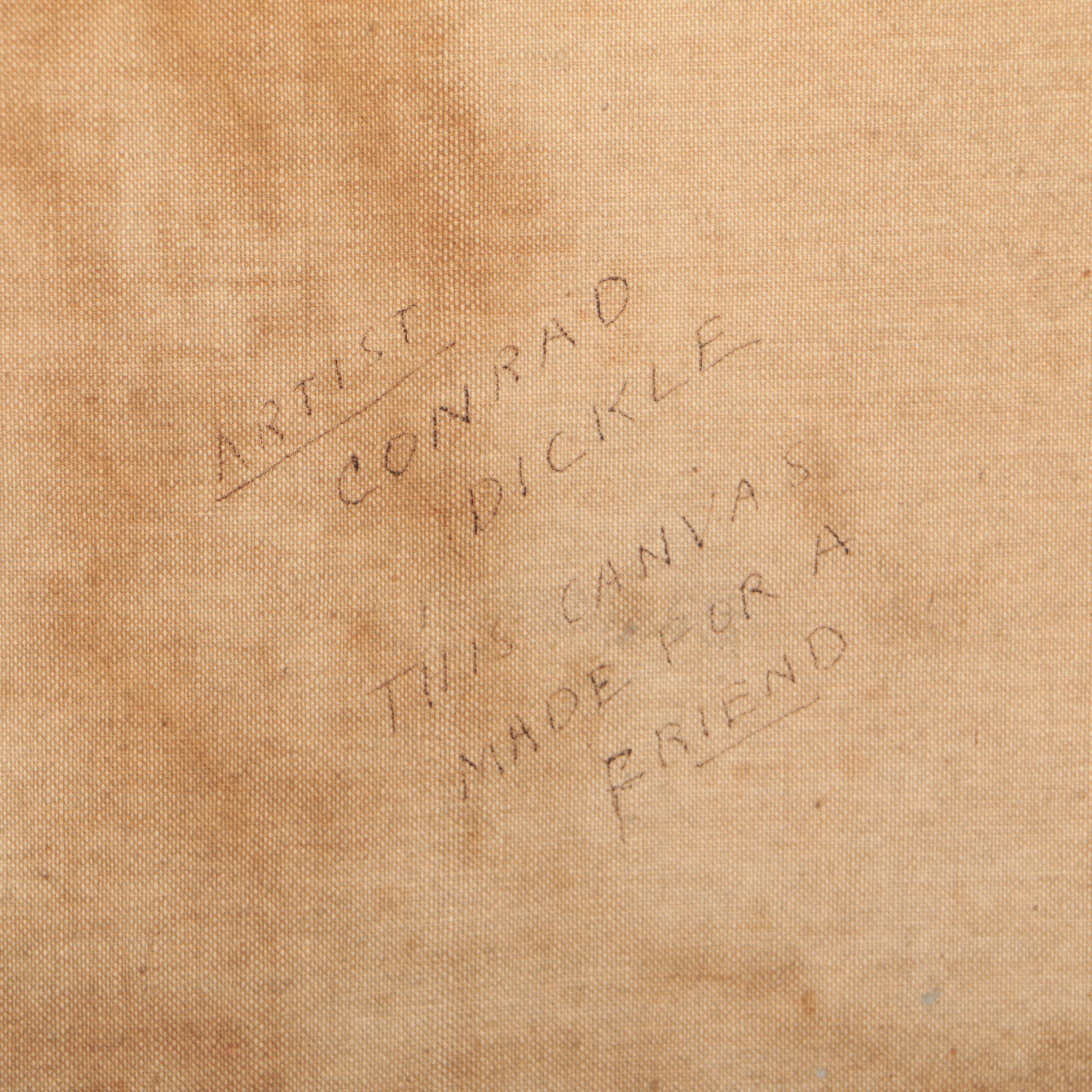 Attributed to Conrad Dickel Oil on Canvas of a Western Hunting Illustration