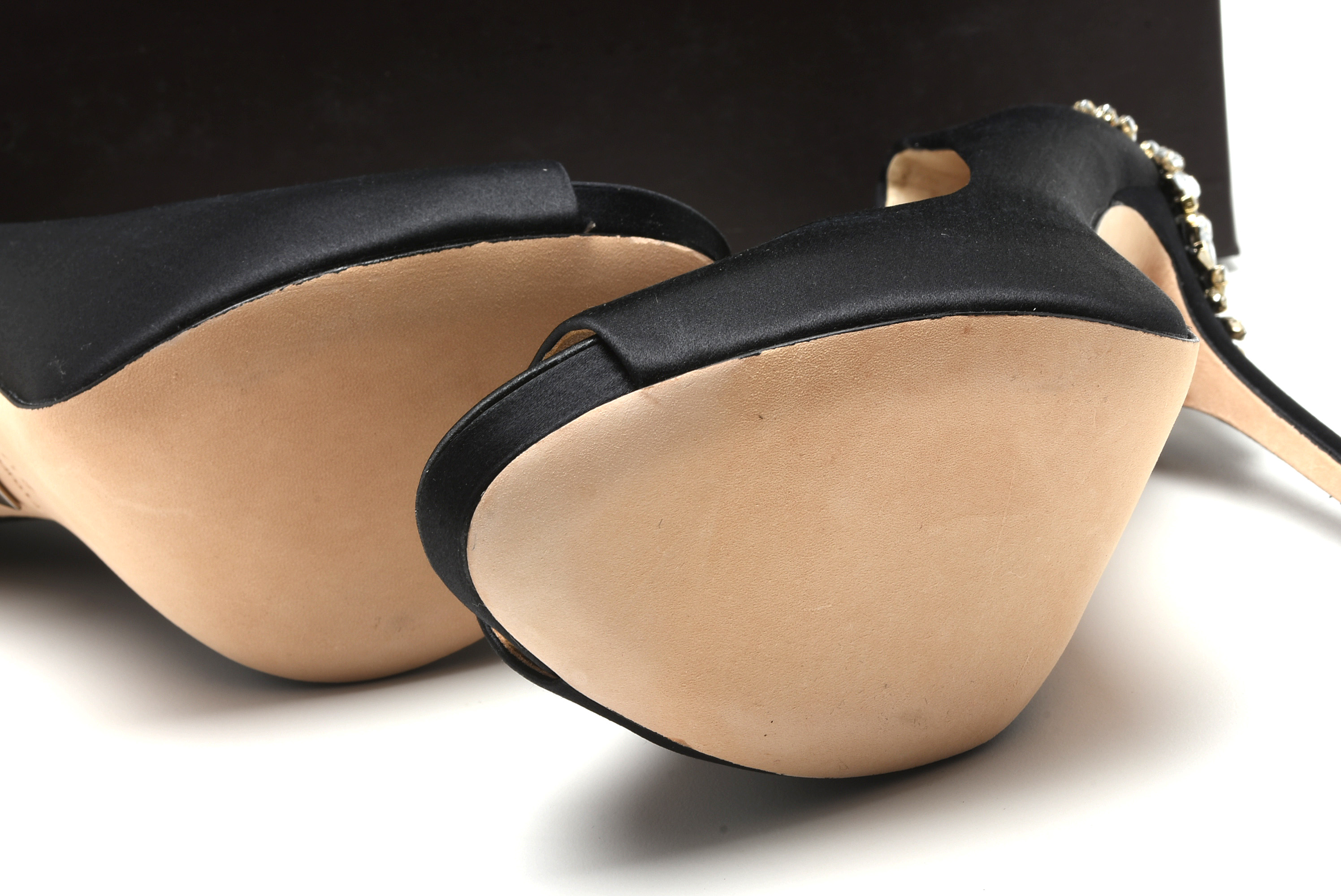 Badgley Mischka Black Satin and Glass Crystal Embellished Platform Kiara Pumps