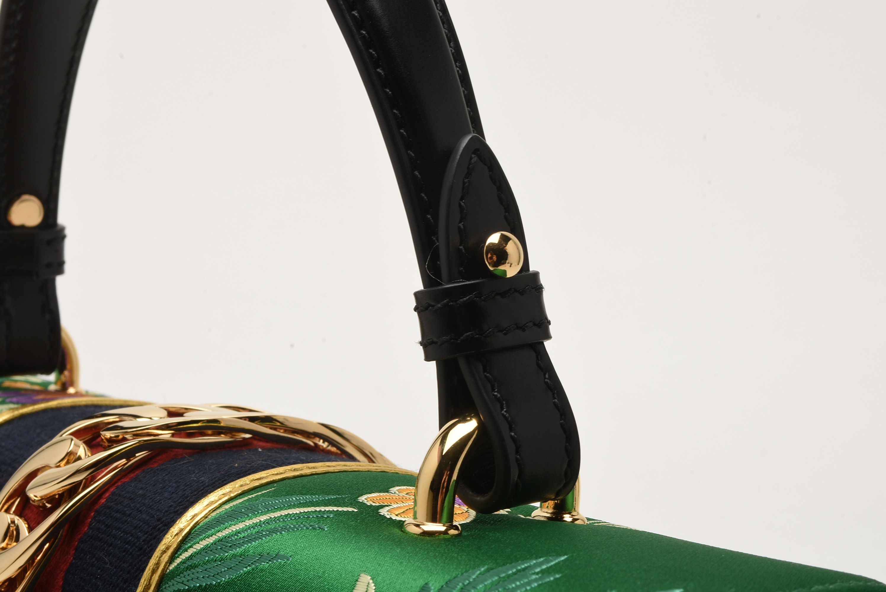 Gucci Sylvie Top-Handle Tokyo Green Multicolored Silk Floral Jacquard Handbag