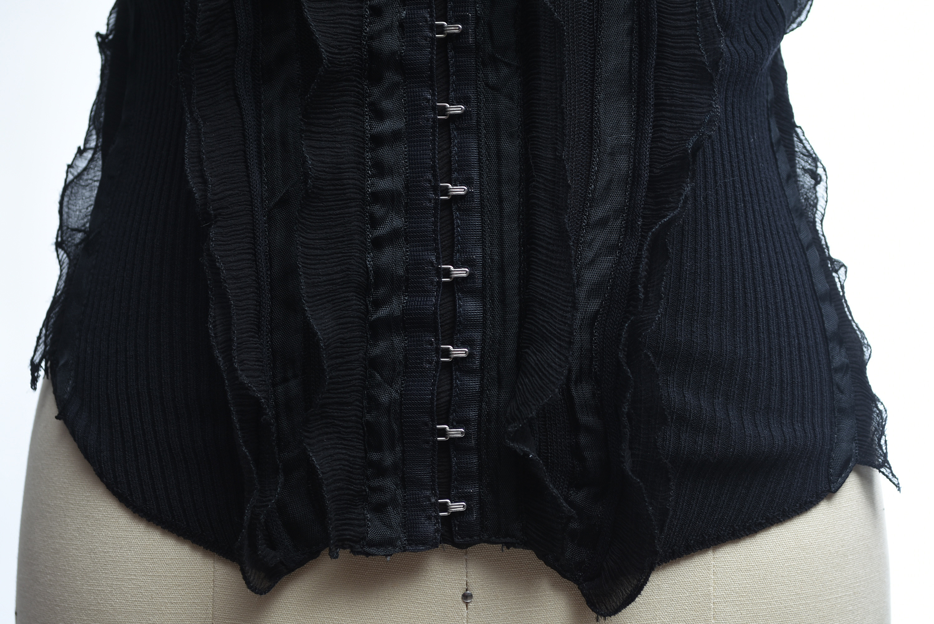 Jean Paul Gaultier Black Knit and Silk Bustier Blouse and Silk Strapless Dress