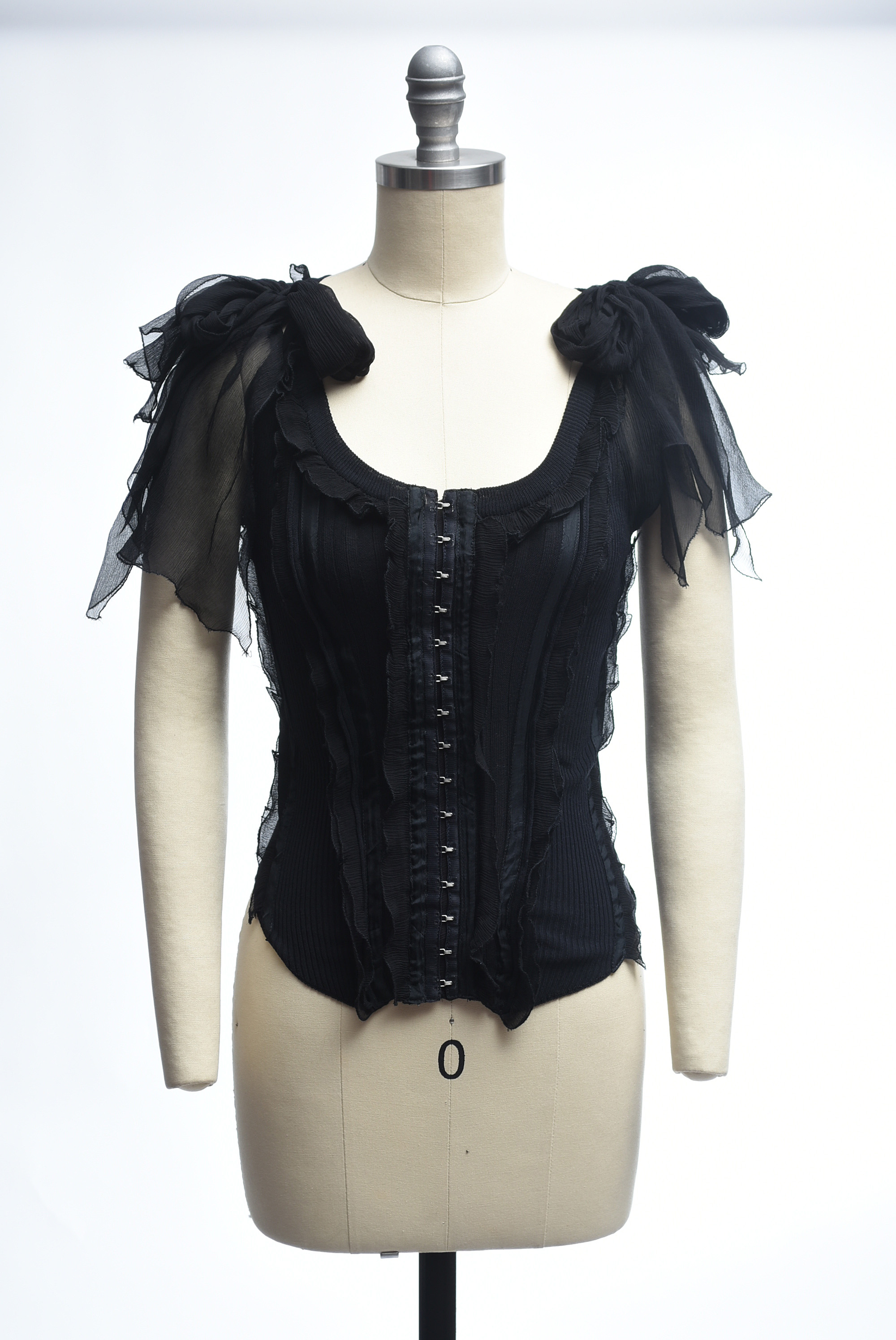 Jean Paul Gaultier Black Knit and Silk Bustier Blouse and Silk Strapless Dress