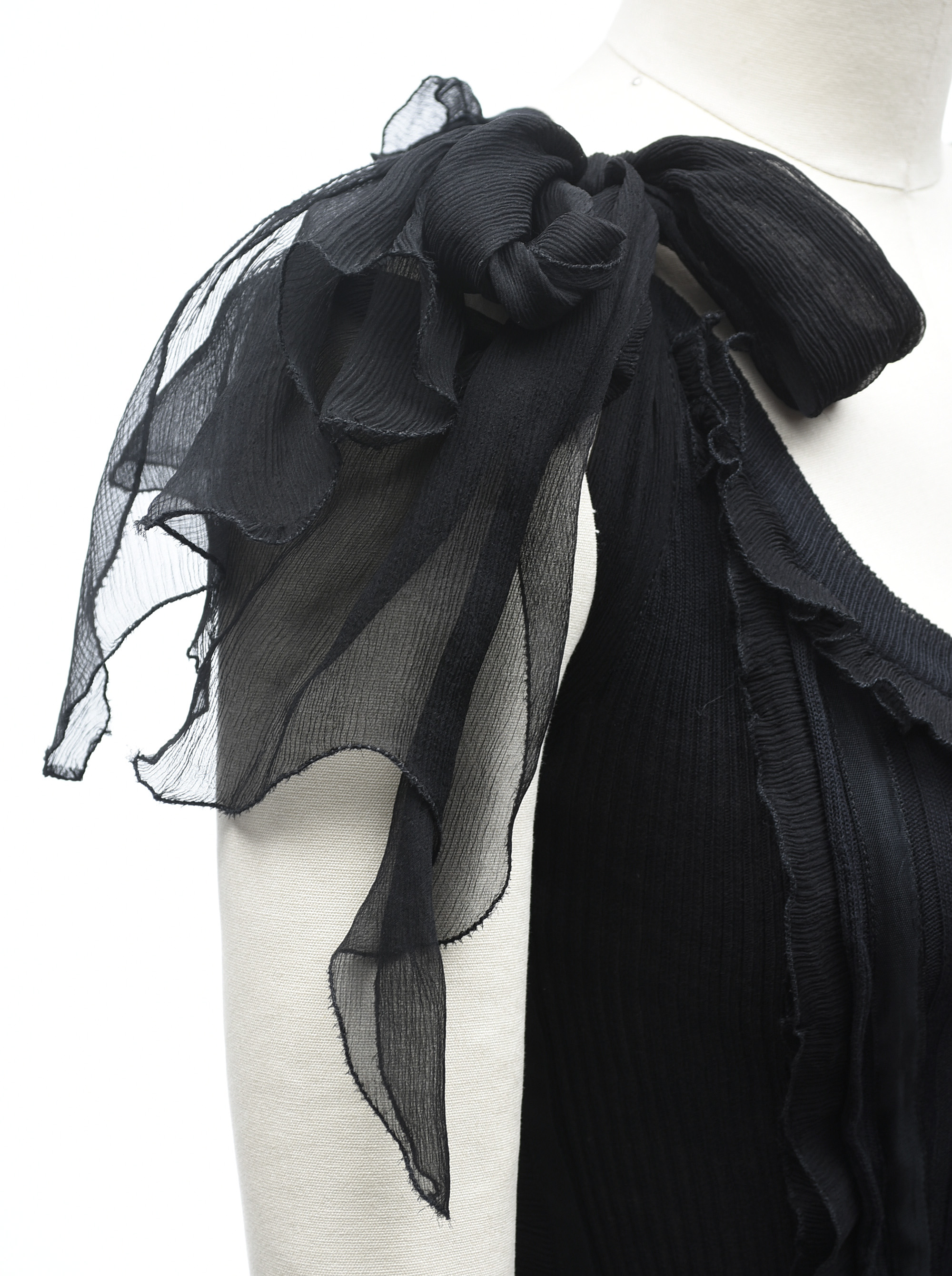 Jean Paul Gaultier Black Knit and Silk Bustier Blouse and Silk Strapless Dress