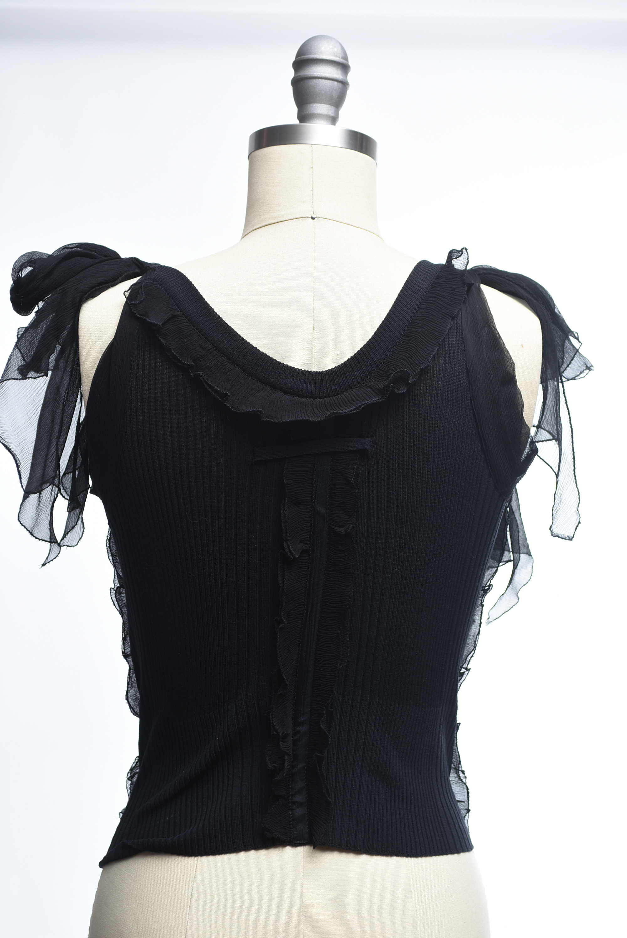 Jean Paul Gaultier Black Knit and Silk Bustier Blouse and Silk Strapless Dress