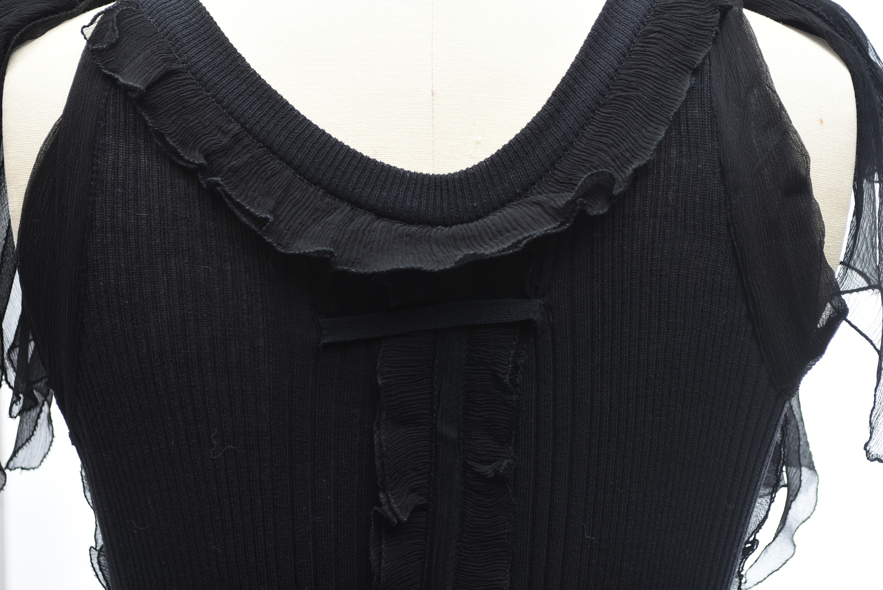 Jean Paul Gaultier Black Knit and Silk Bustier Blouse and Silk Strapless Dress