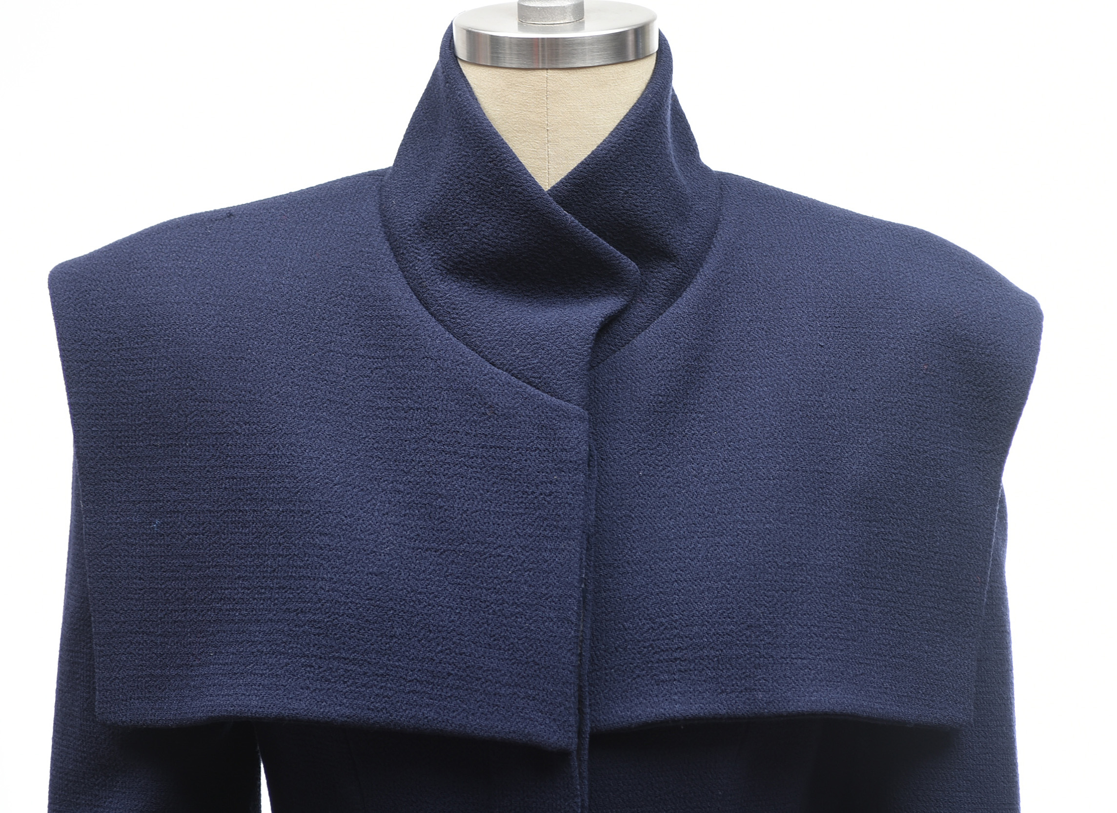 Alexander McQueen Navy Wool Coat with Flounce Hem