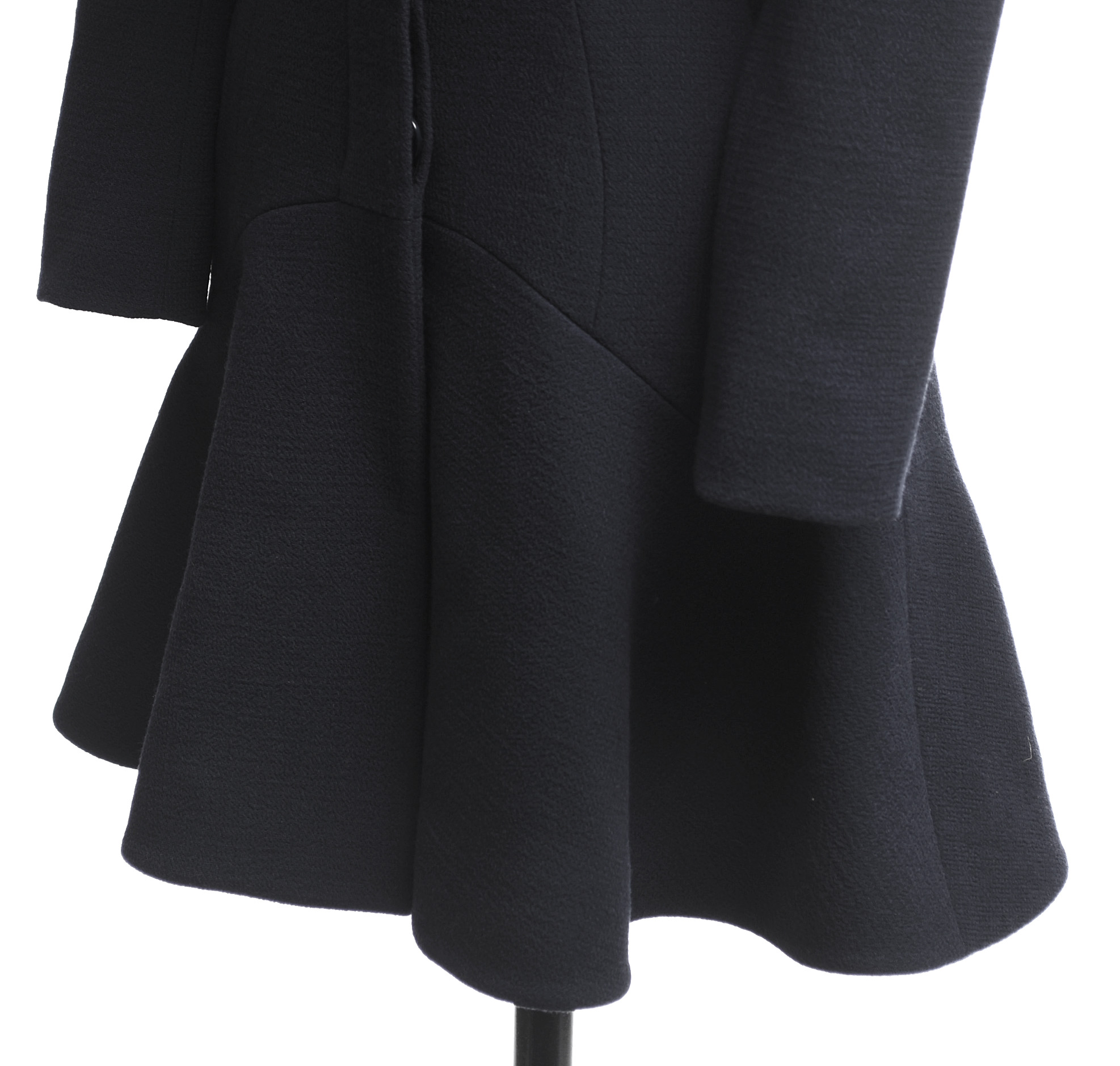 Alexander McQueen Navy Wool Coat with Flounce Hem