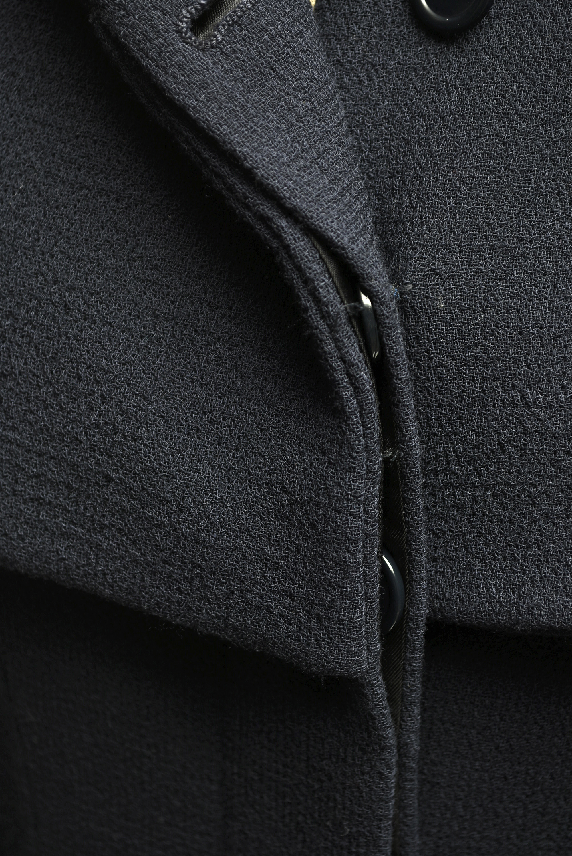 Alexander McQueen Navy Wool Coat with Flounce Hem