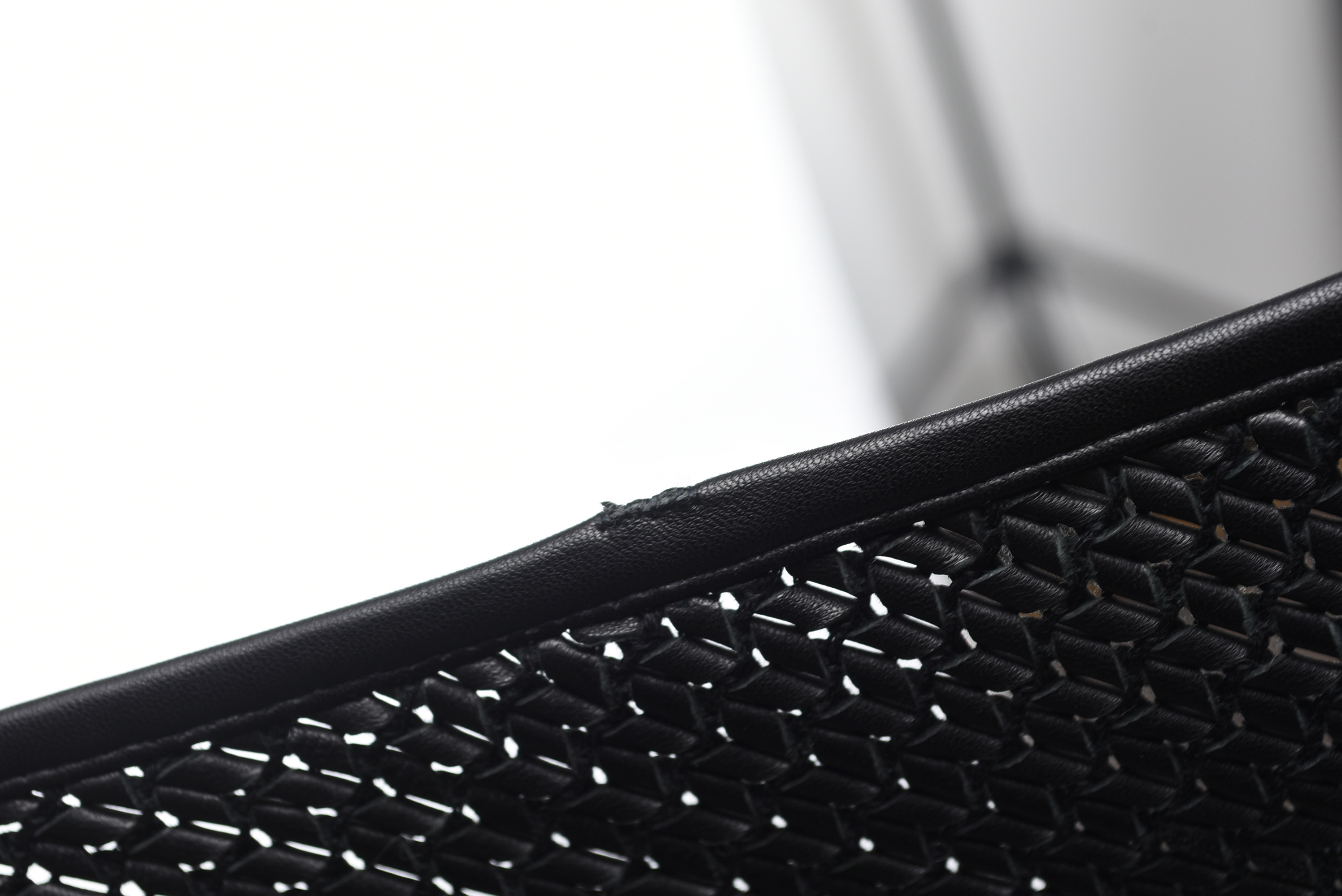 Woven Black Leather Fringed Shawl