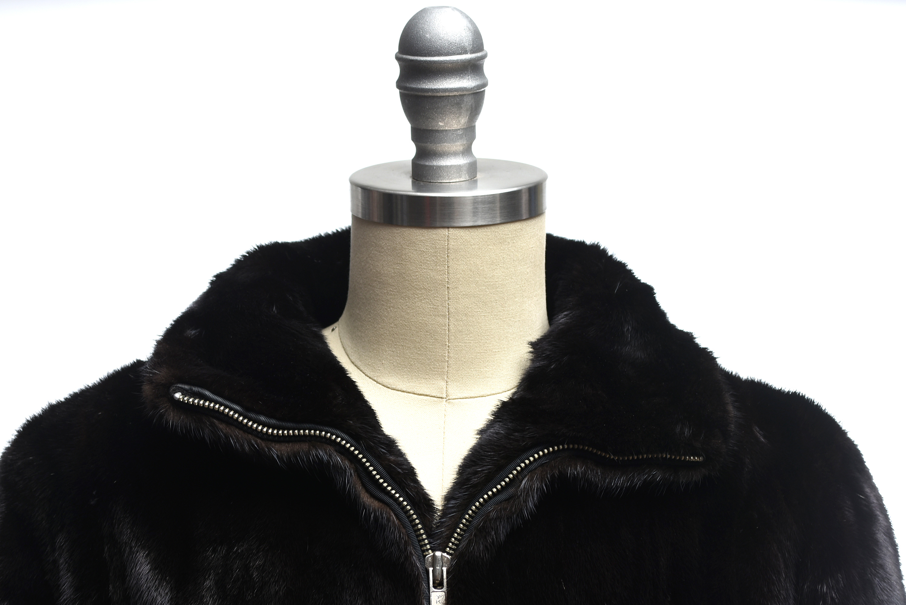 Marc Jacobs Designer Black Mink Fur Zipper-Front Coat