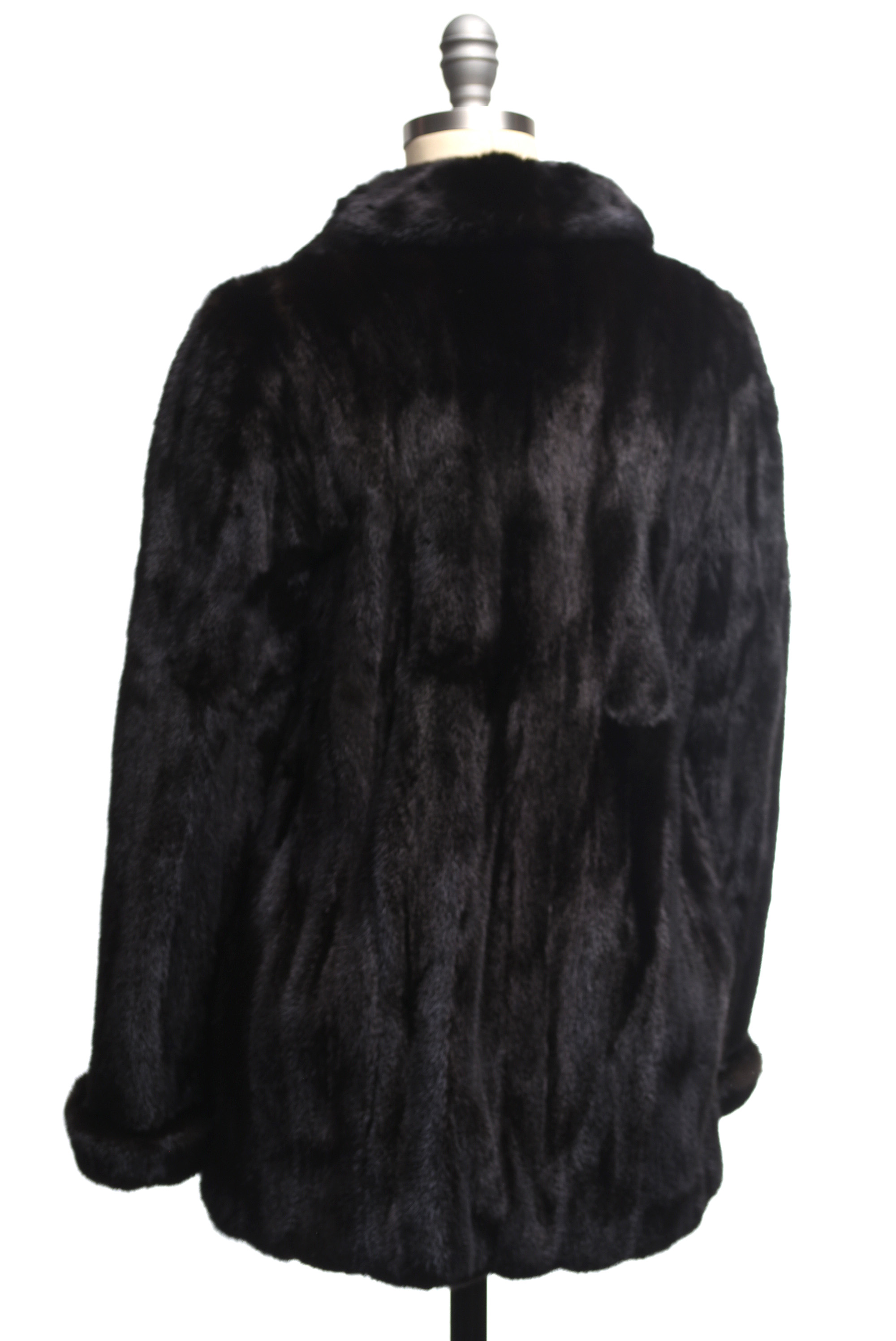 Marc Jacobs Designer Black Mink Fur Zipper-Front Coat