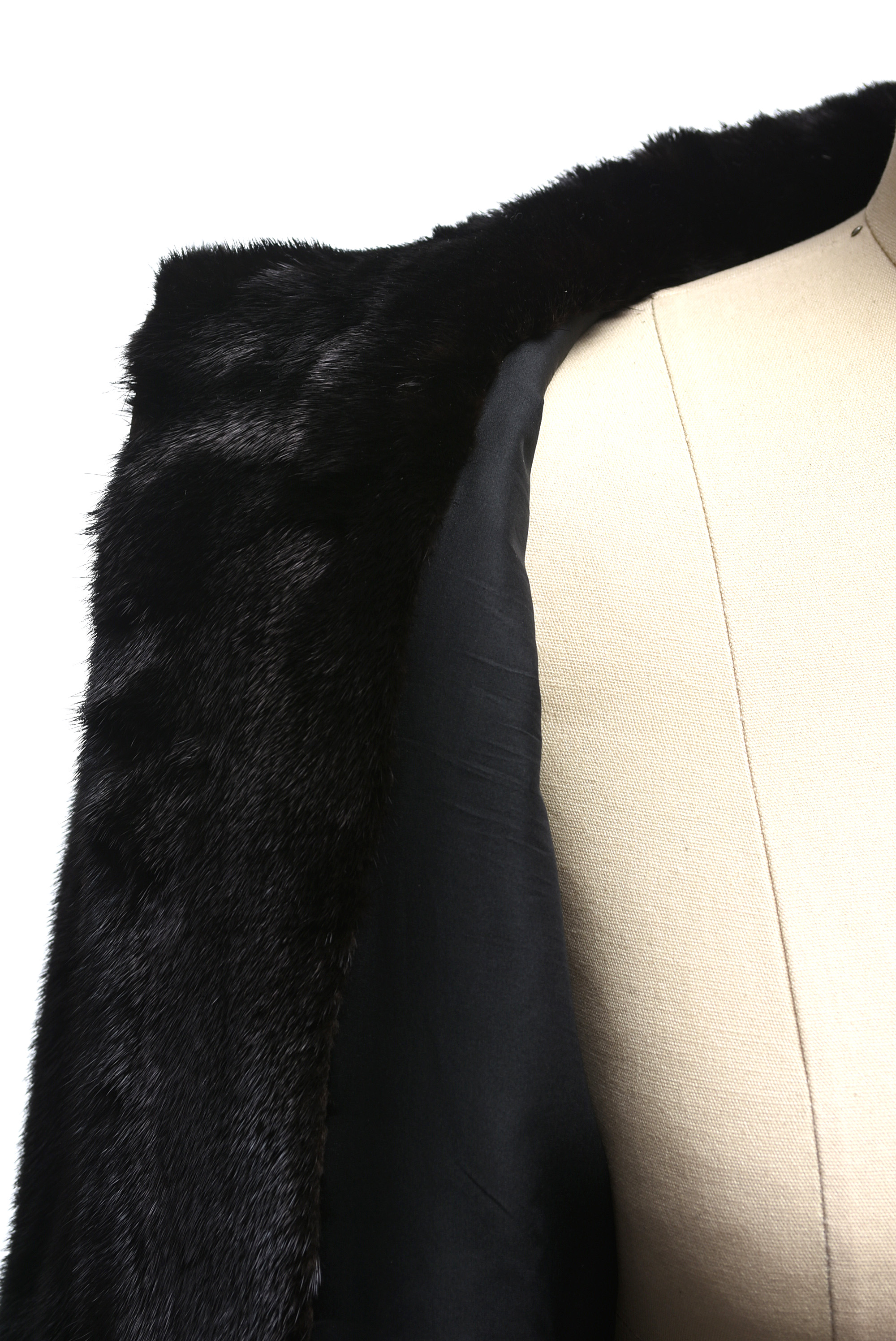 Marc Jacobs Designer Black Mink Fur Zipper-Front Coat