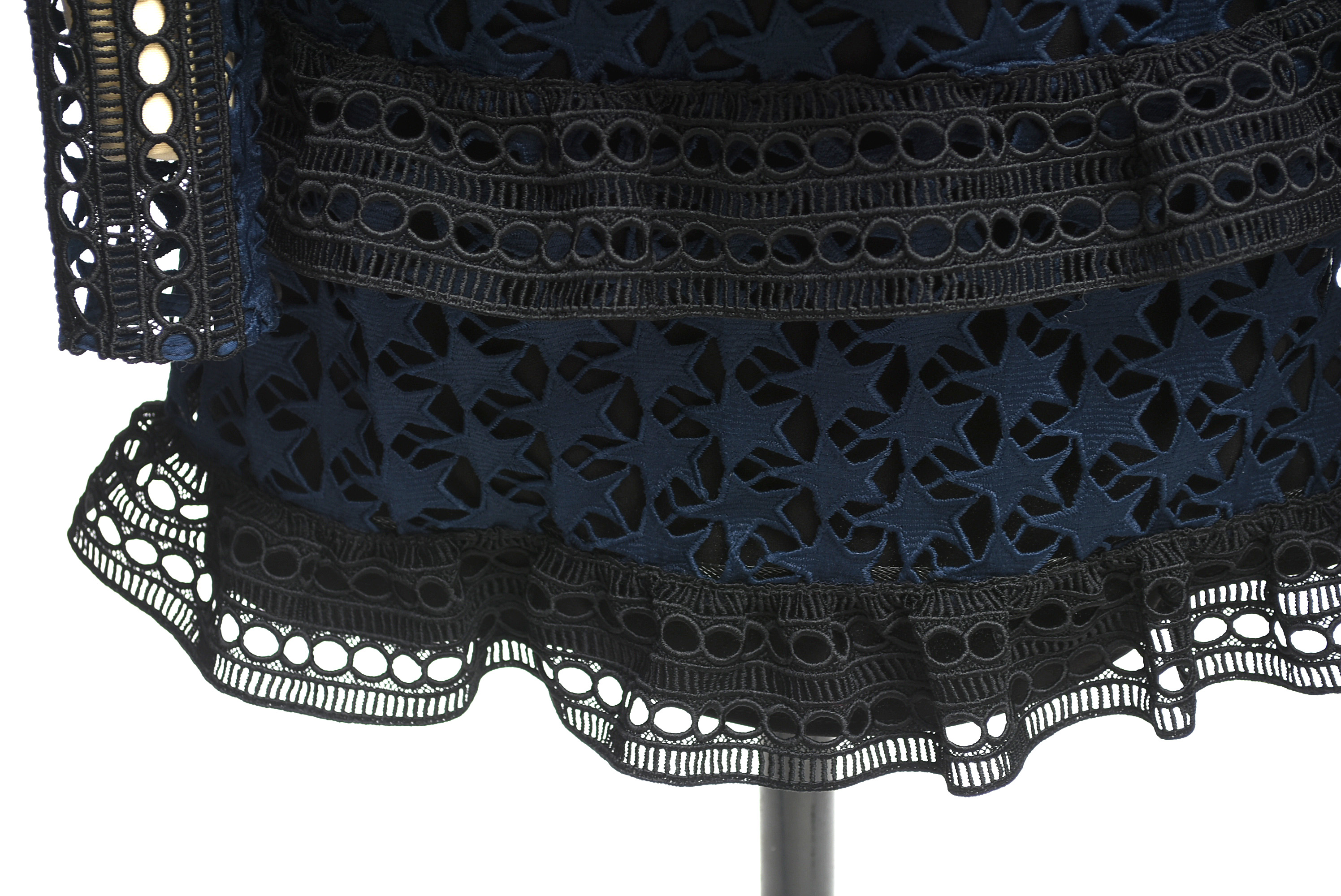 Self Portrait Navy Blue Star Lace Paneled Dress