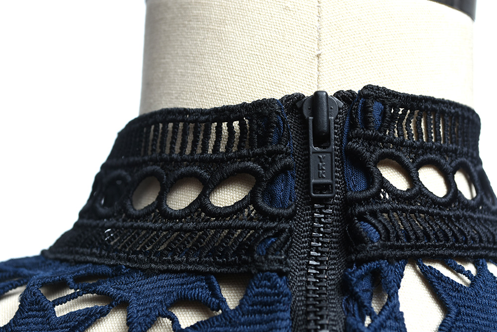 Self Portrait Navy Blue Star Lace Paneled Dress