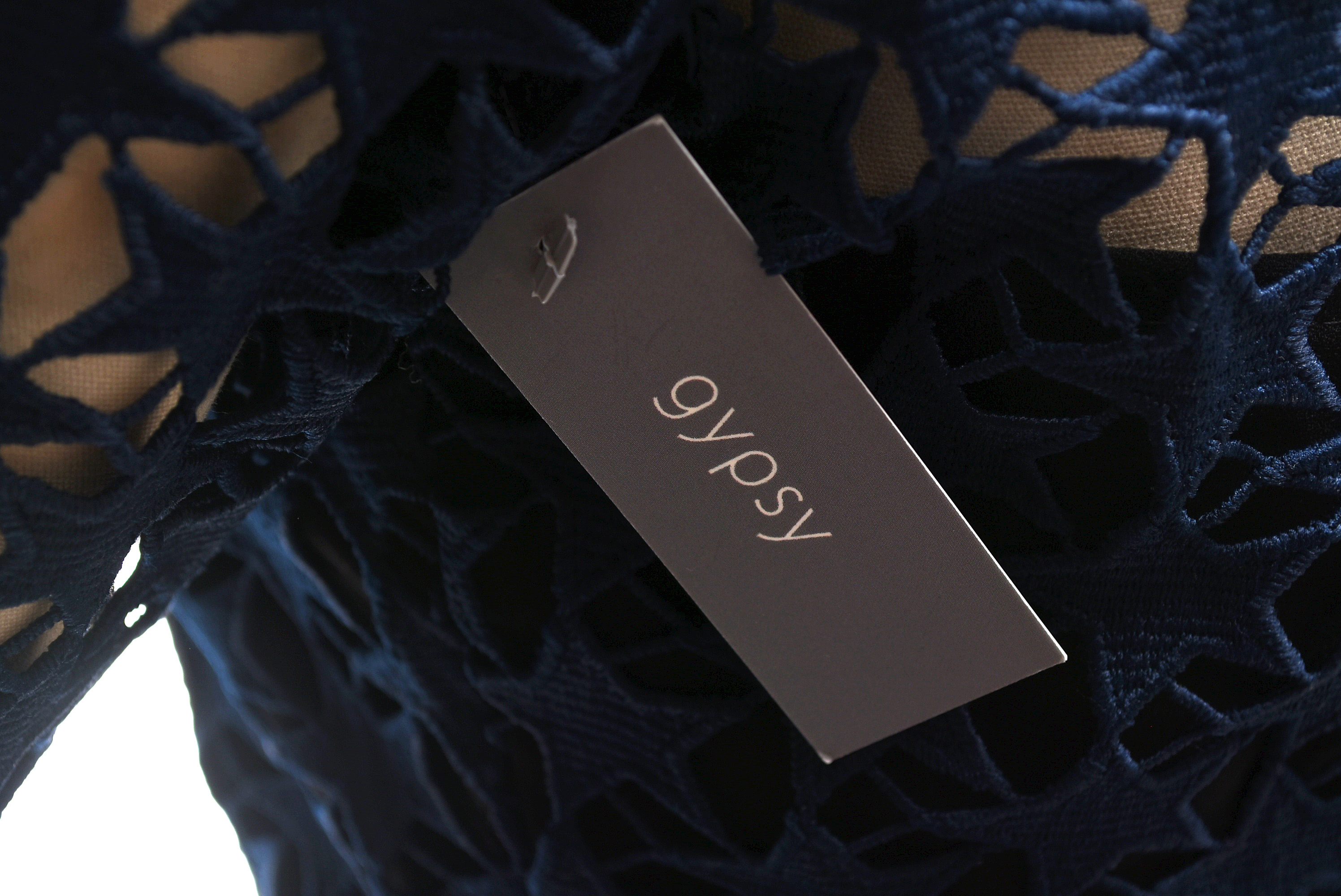 Self Portrait Navy Blue Star Lace Paneled Dress