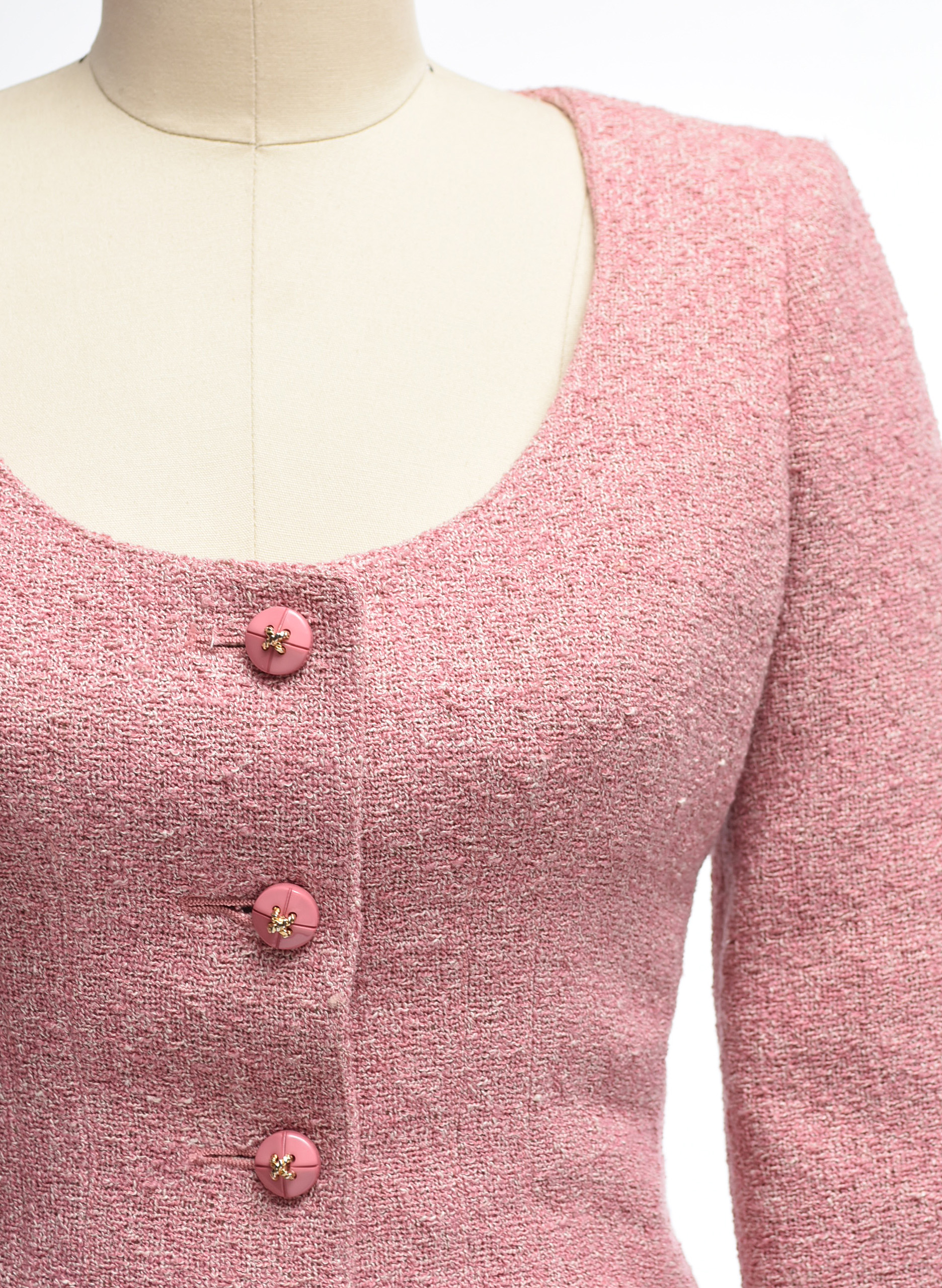 Valentino Boutique Dusky Pink Bouclé Knit Skirt and Jacket