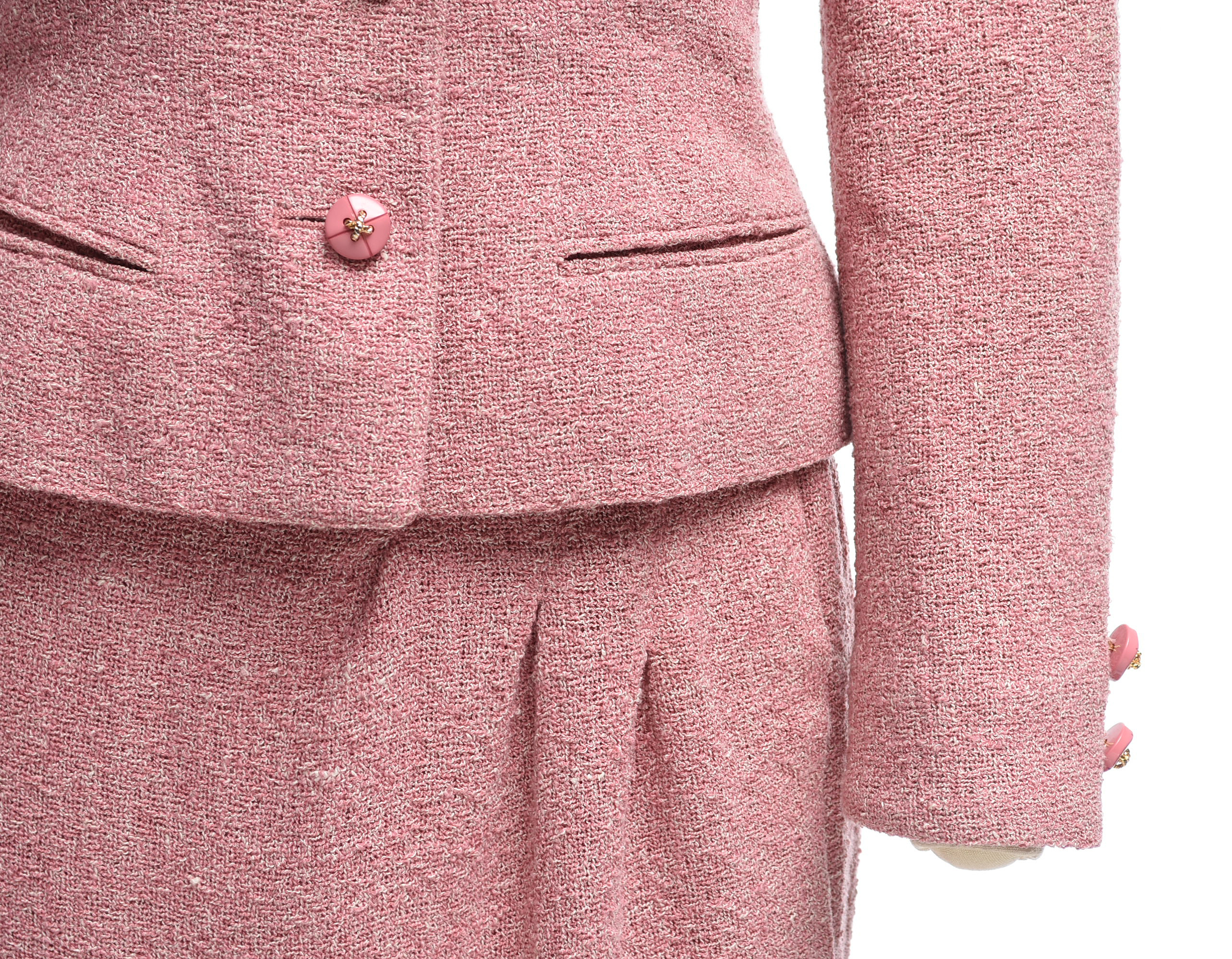 Valentino Boutique Dusky Pink Bouclé Knit Skirt and Jacket